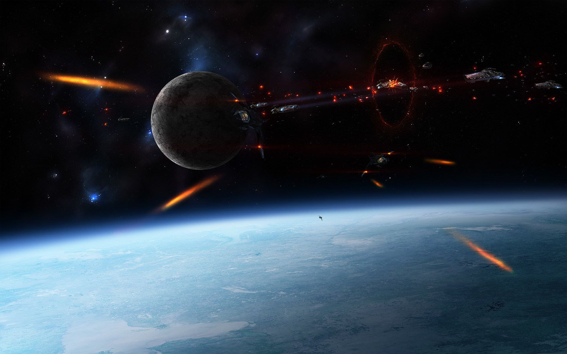 Battaglia spaziale sopra pianeta, 1920x1200 WUXGA, PC Desktop