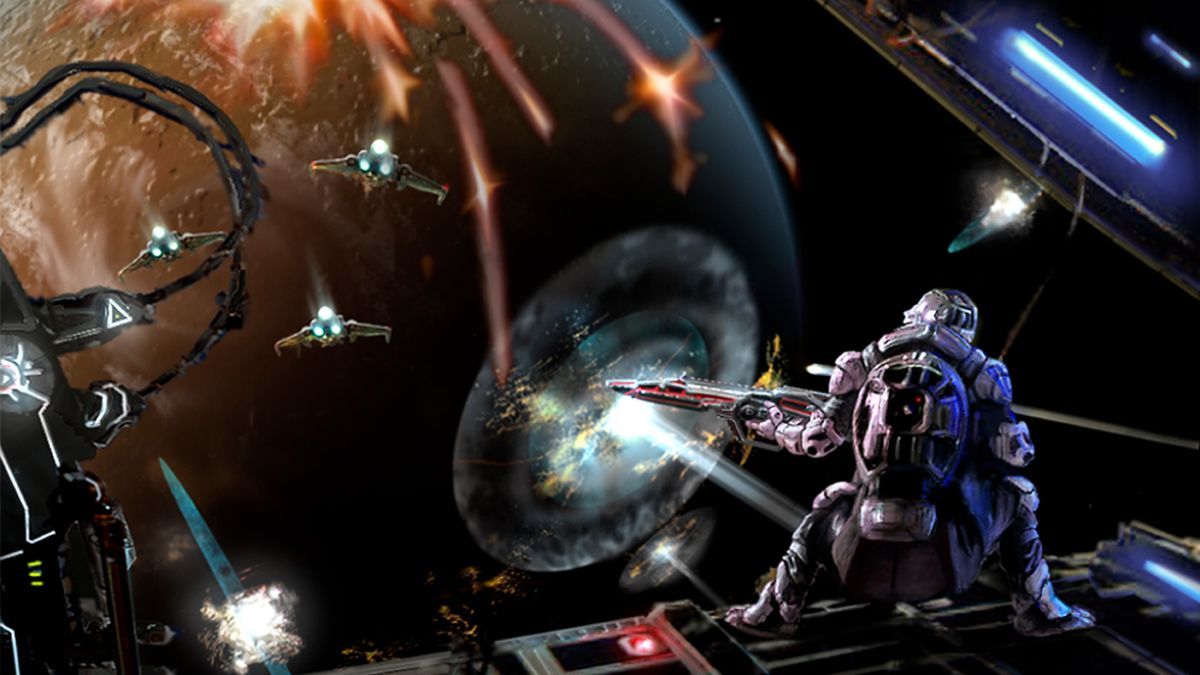 Battaglia spaziale astronauta armato navicelle, 1200x675 HD, Laptop