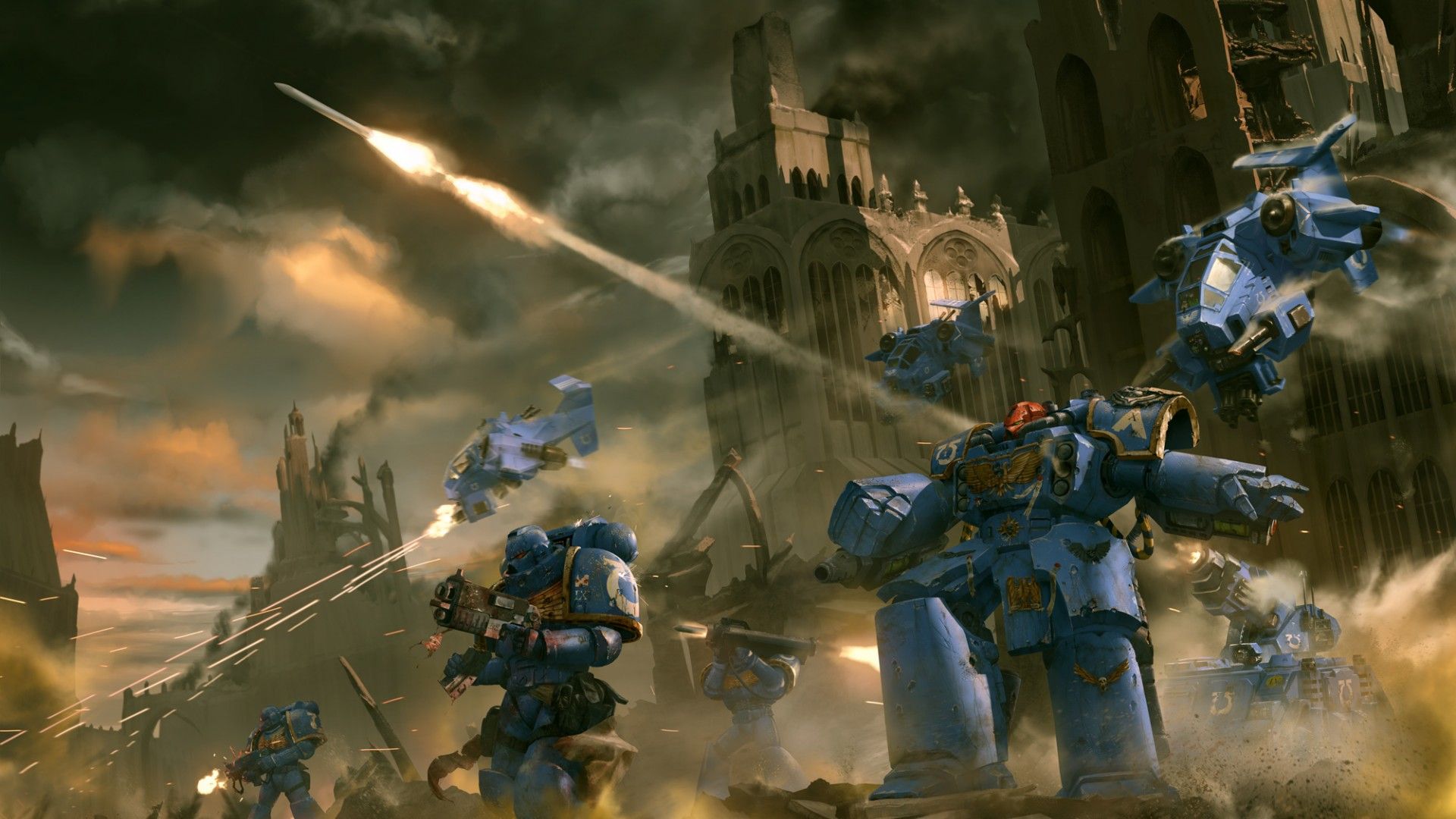 Space Marine Warhammer battaglia rovine, 1920x1080 Full HD 1080p, Desktop