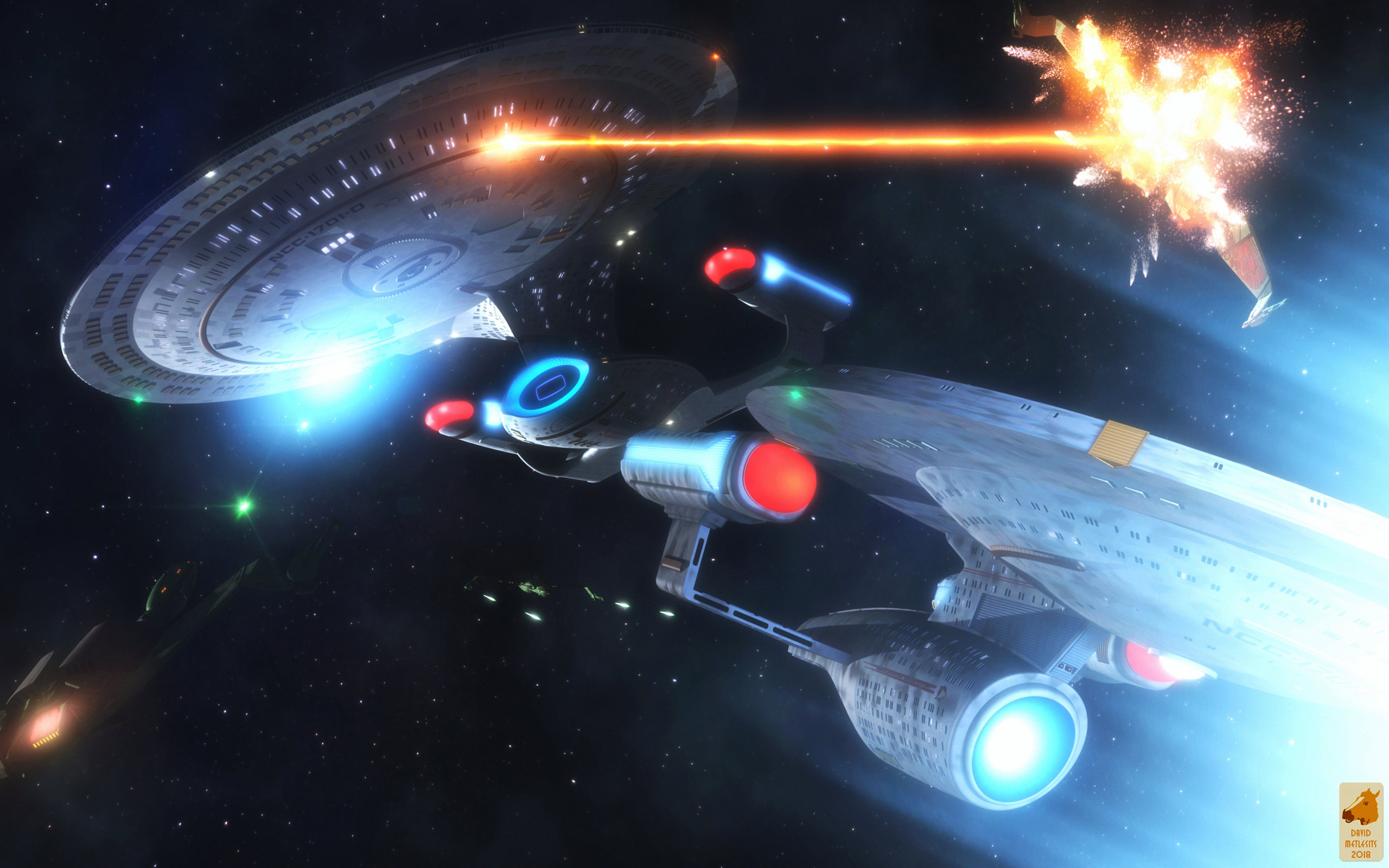 Astronave Enterprise Star Trek combattimento, 2560x1600 2K+, PC