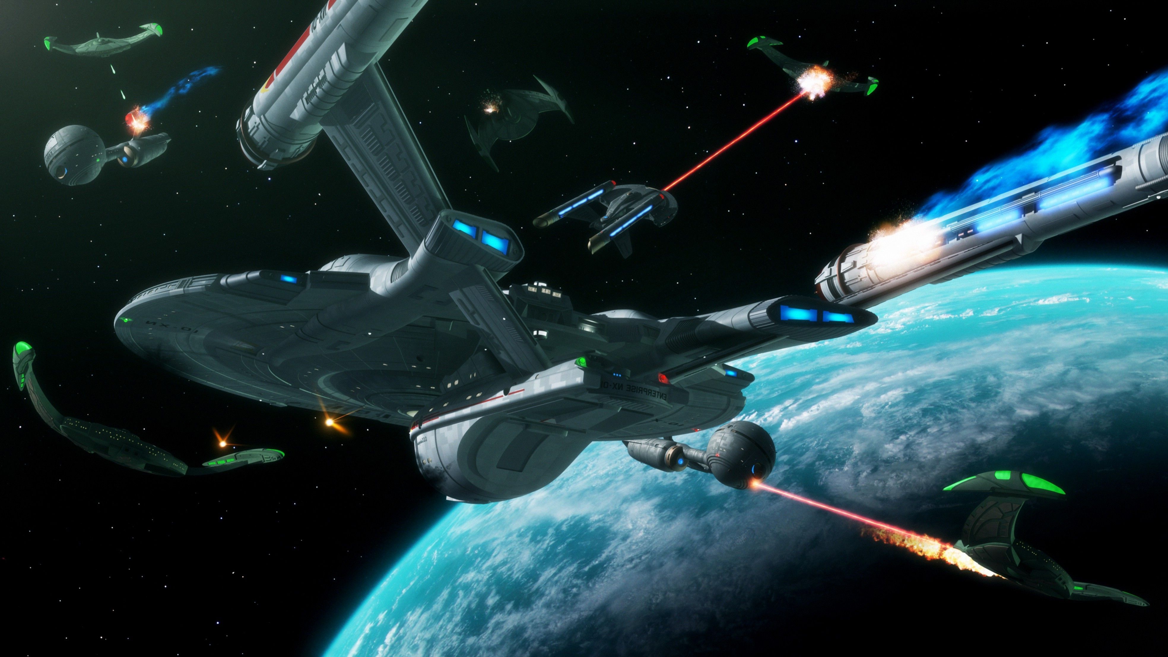 Astronavi Star Trek battaglia spaziale, 3936x2214 4K Ultra HD, Monitor 4K