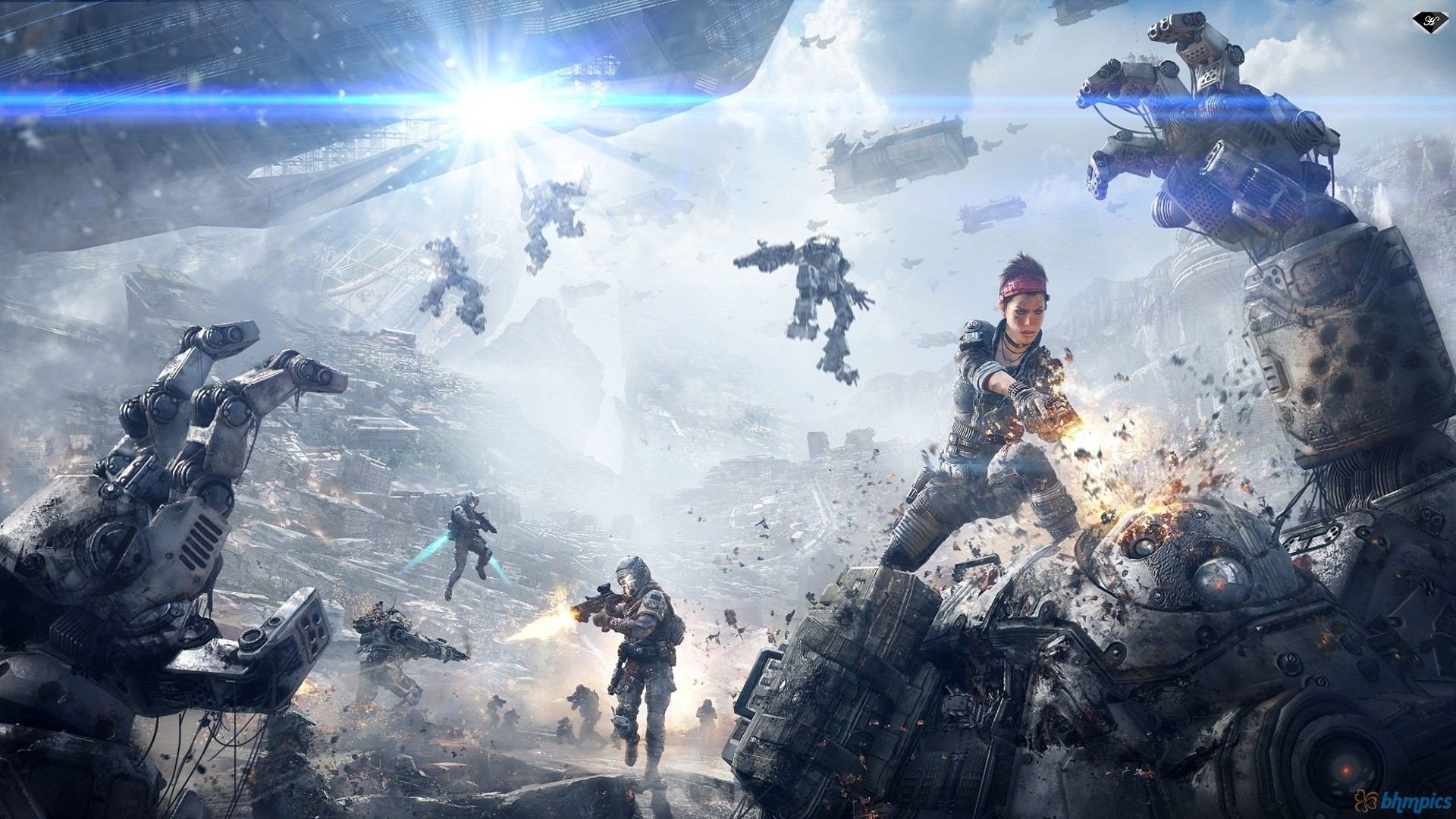 Titanfall battaglia robot mech, sparatutto FPS, 1920x1080 Full HD, Desktop