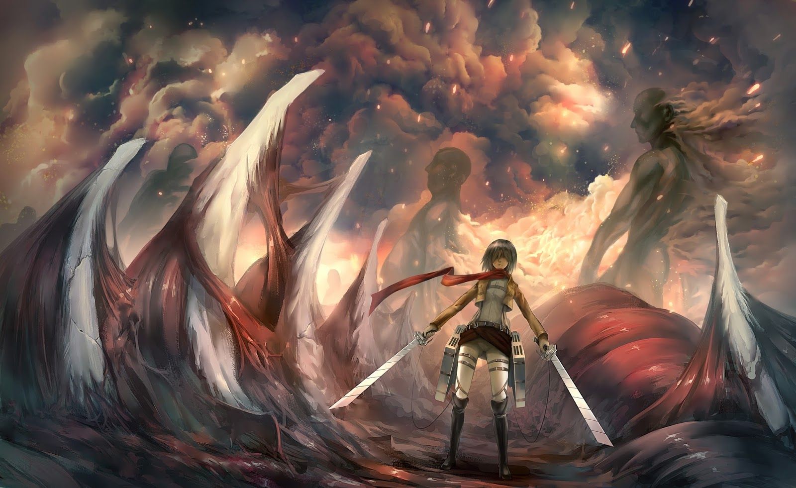 Attack on Titan Mikasa battaglia, giganti, 1600x981 900p, Laptop