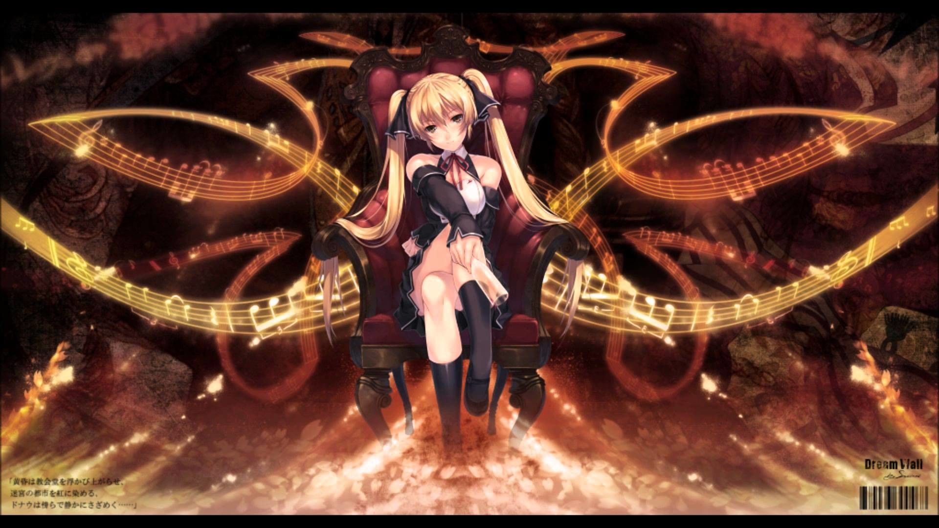 Ragazza anime bionda seduta trono, 1920x1080 Full HD 1080p, PC Desktop