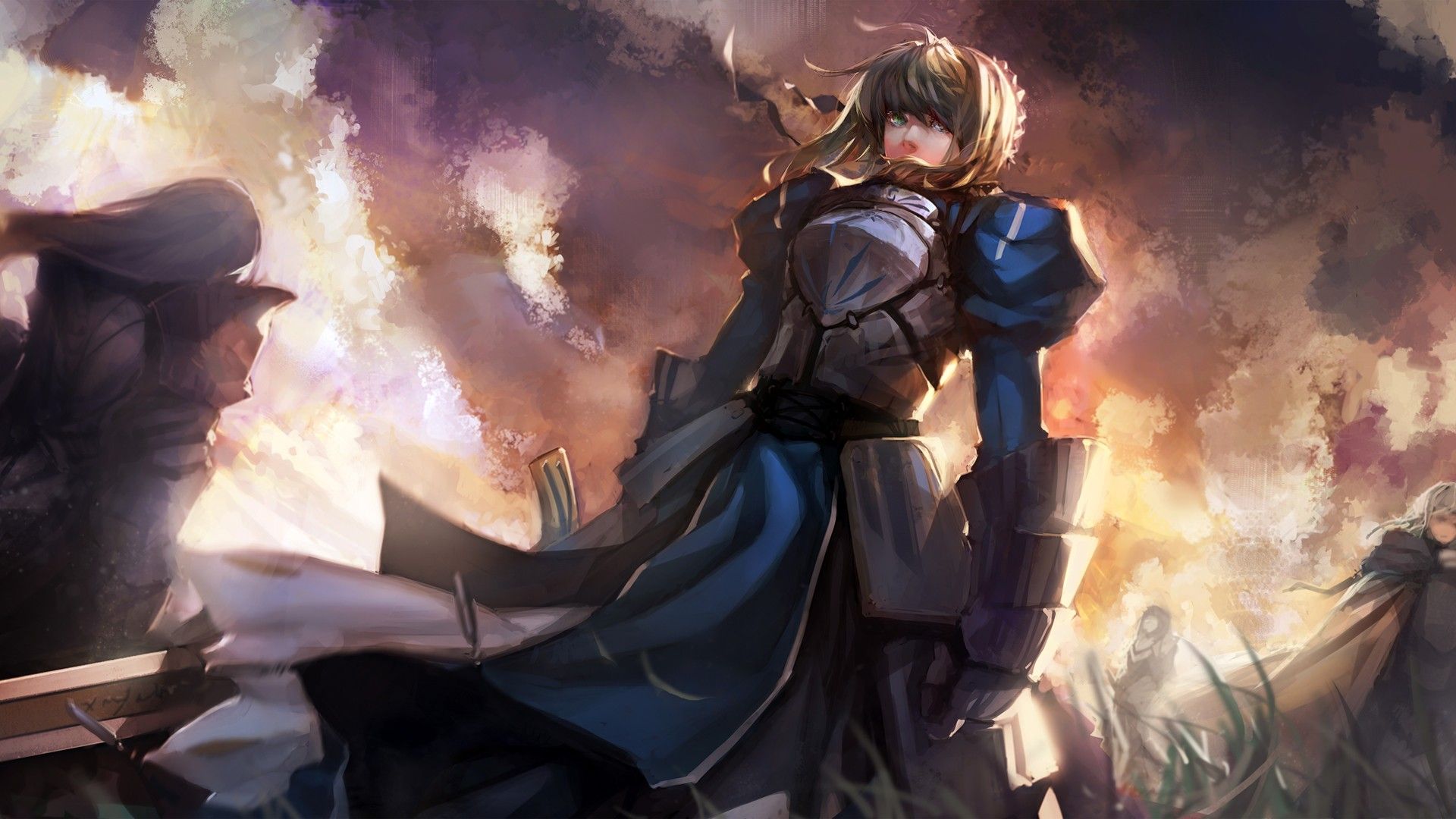 Guerriera anime armatura blu, 1920x1080 Full HD 1080p, Laptop
