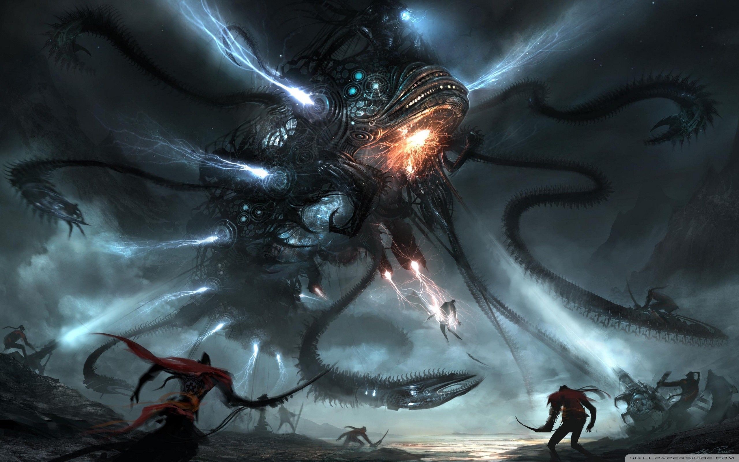 Mostro tentacoli battaglia epica, 2560x1600 2K+, MacBook Pro