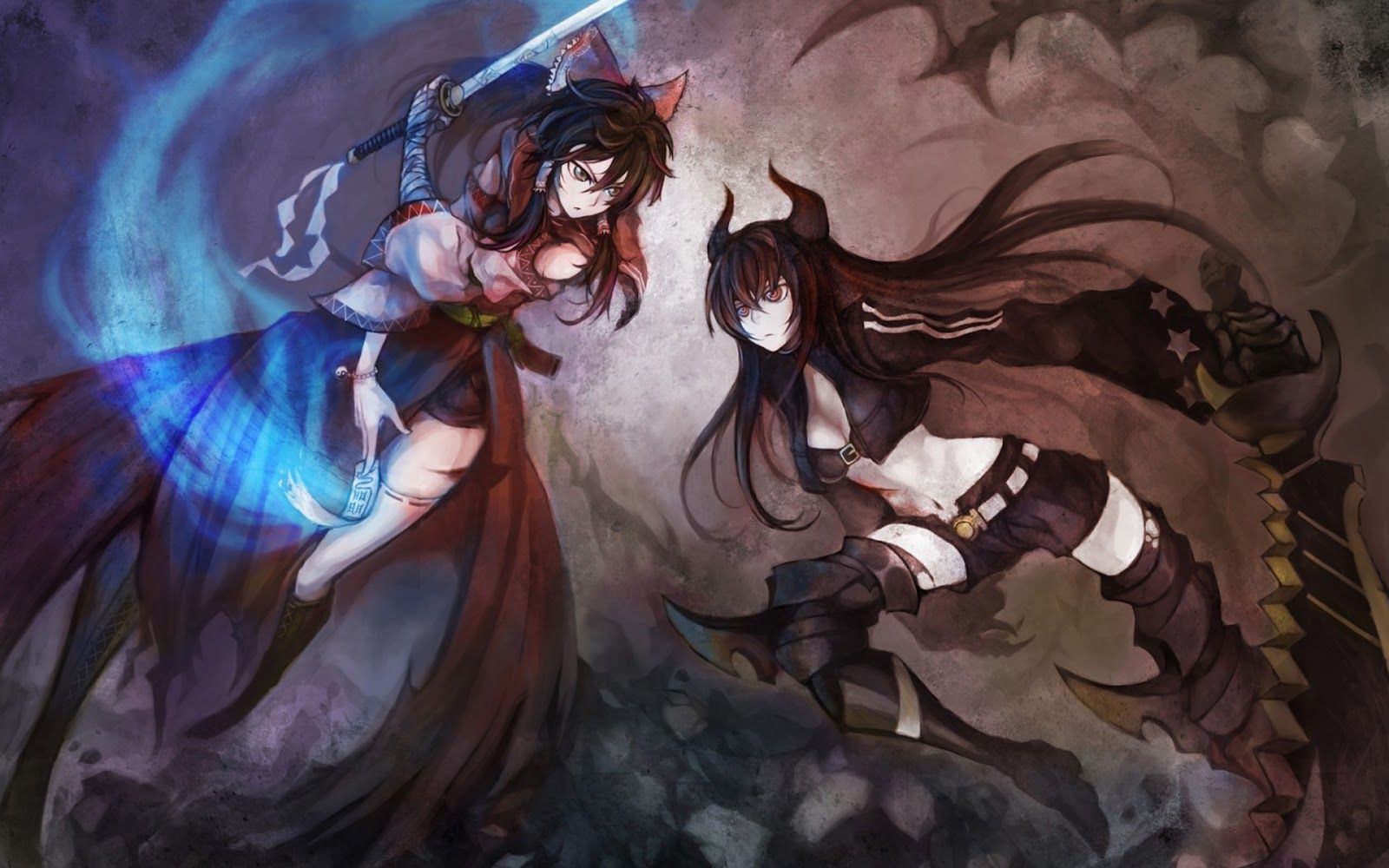 Due guerriere anime con spade, 1600x1000 HD Ready, Desktop