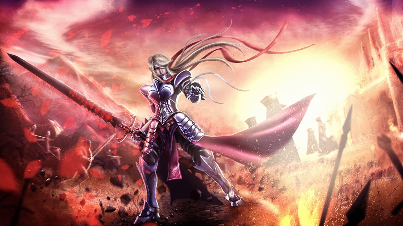 Guerriera anime con spada e armatura, 1280x719 720p, Laptop