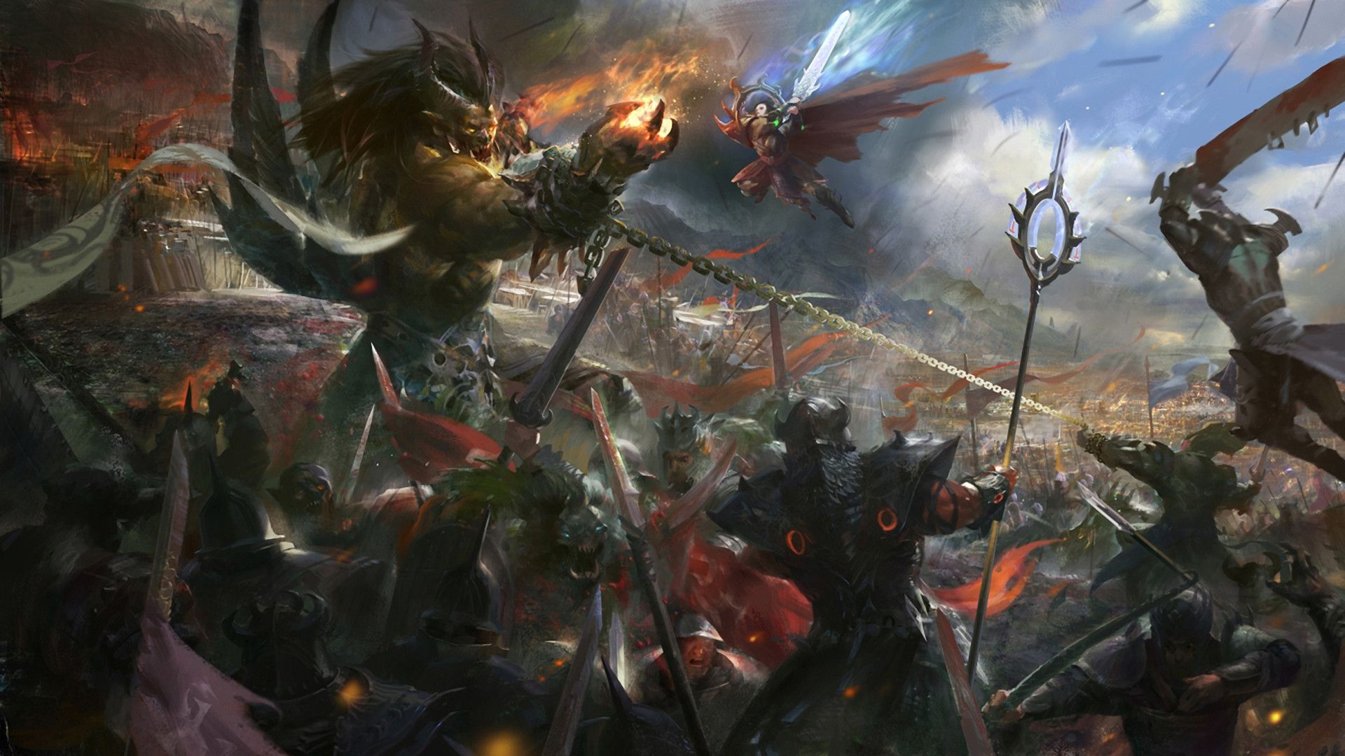 battaglia epica anime demoni, 1920x1080 Full HD, PC Desktop