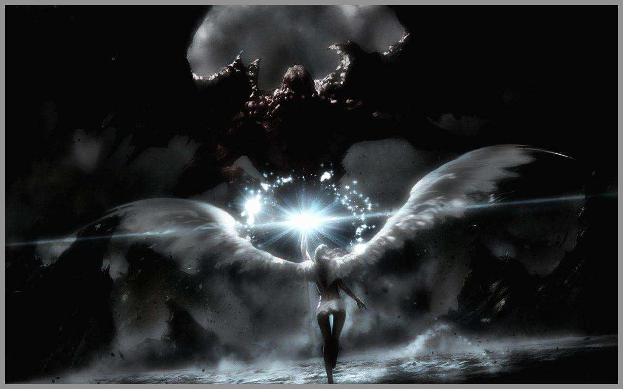 Angelo alato luce oscurità, 1280x800 HD, Desktop