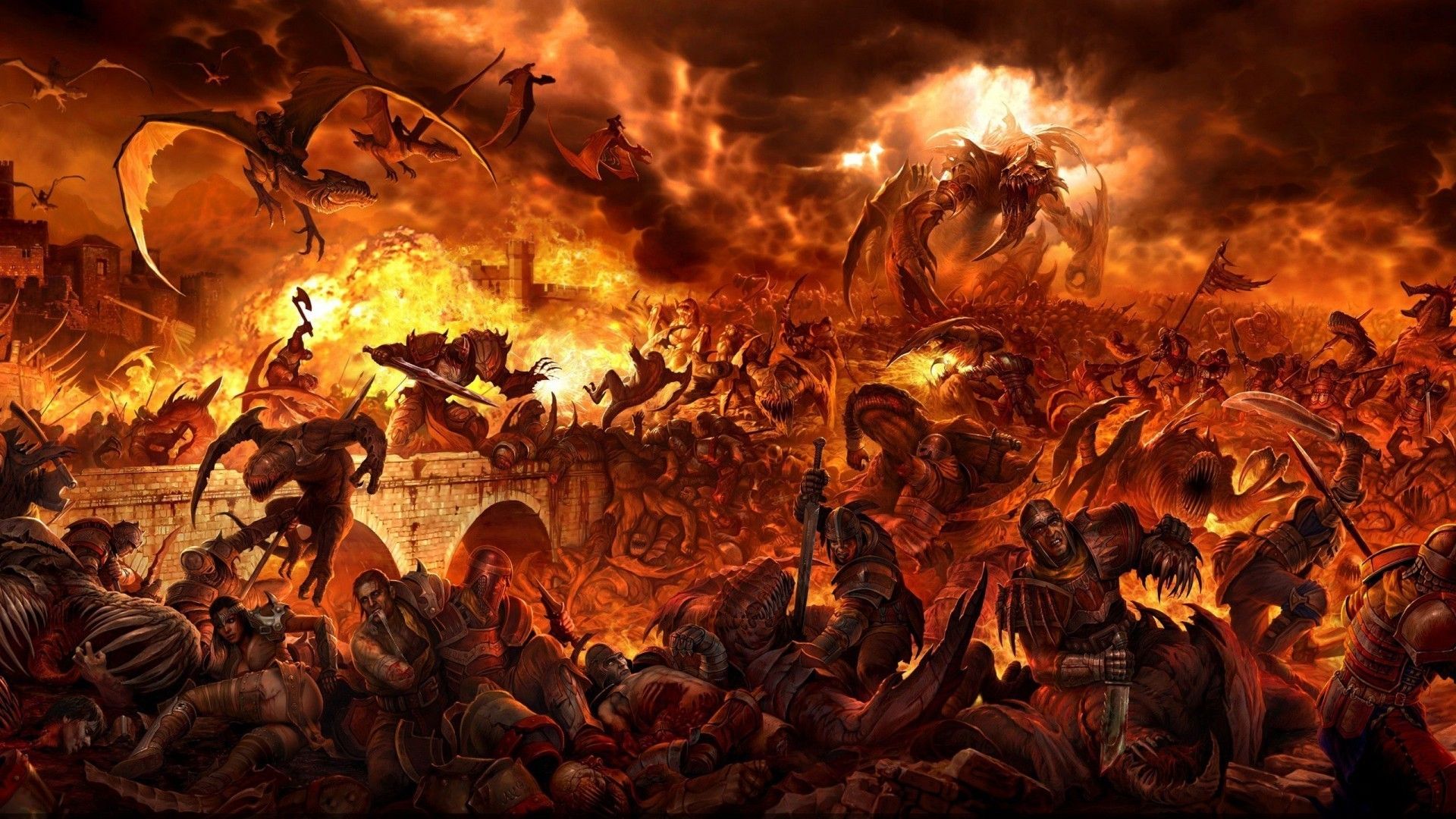 Battaglia epica infuocata demoni, 1920x1080 Full HD, PC