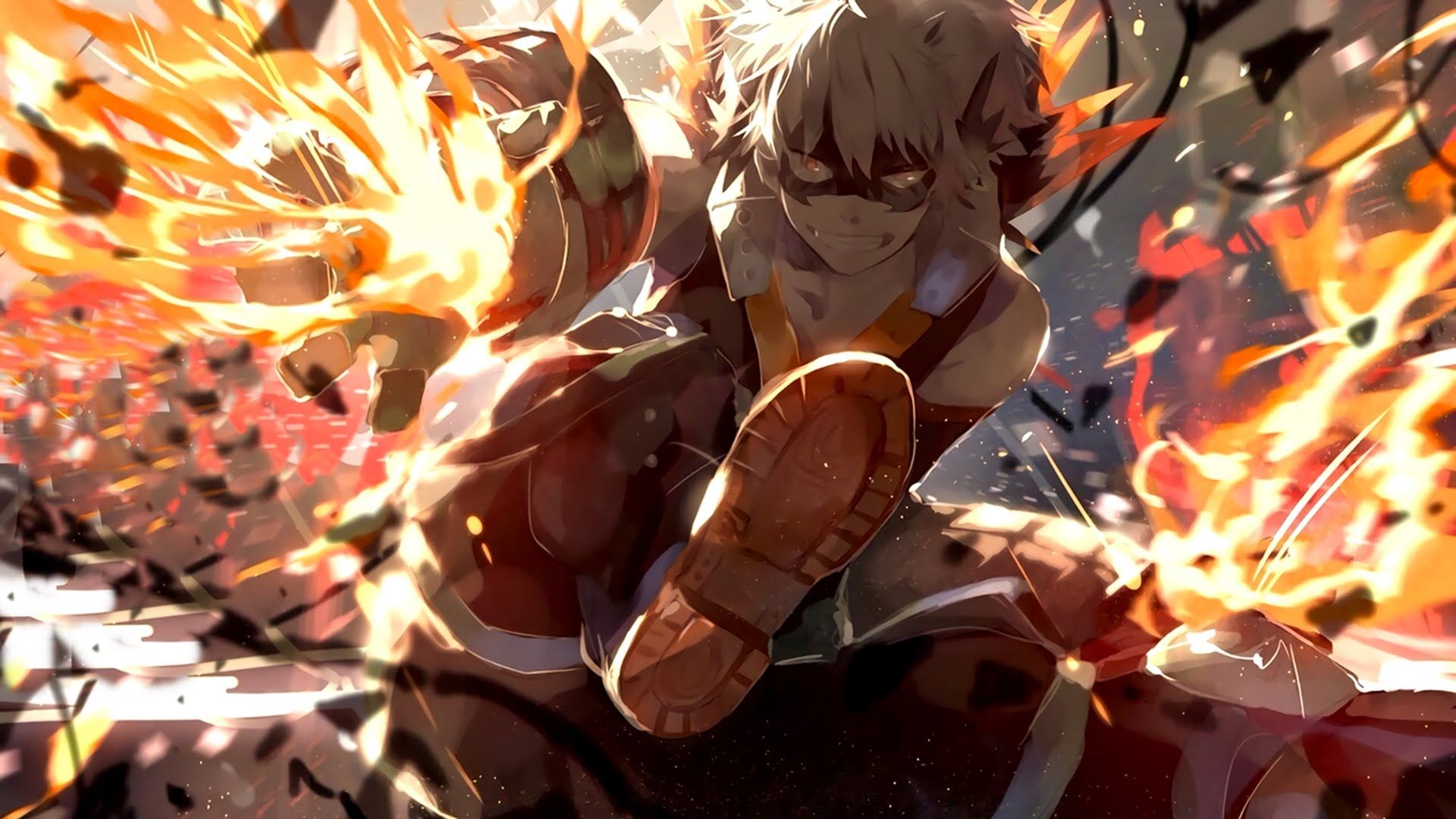 Personaggio anime esplosione fuoco, 1920x1080 Full HD, Laptop