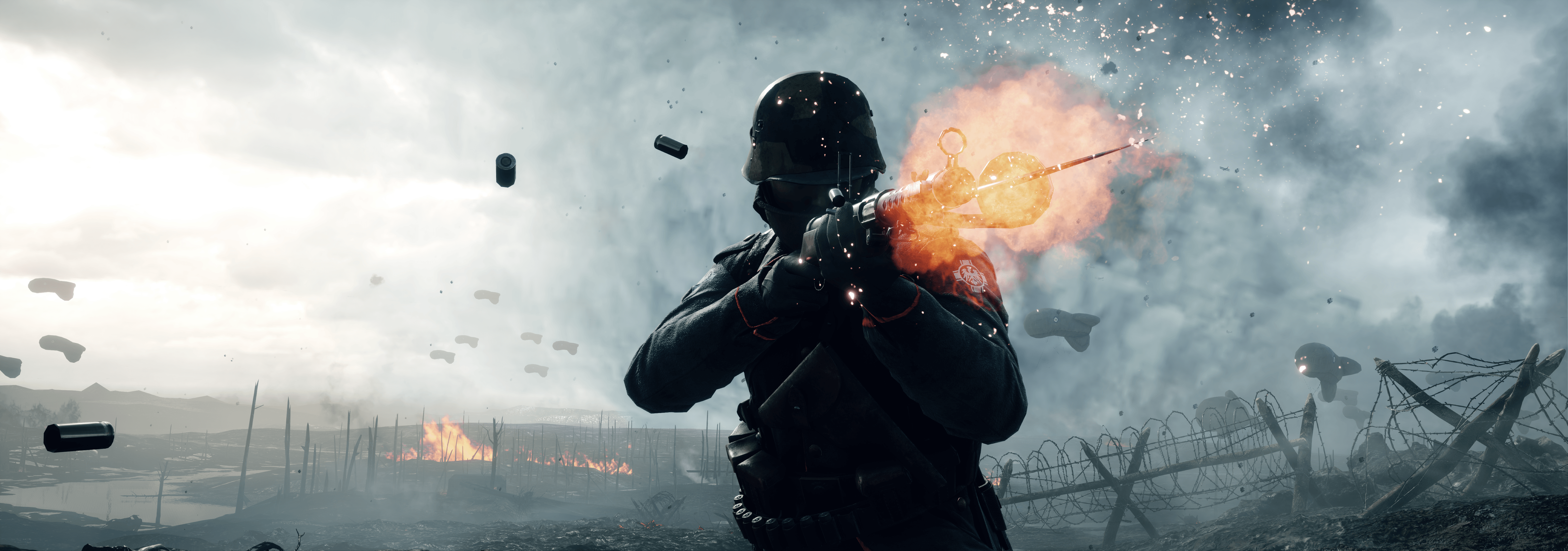 Soldato Battlefield 1 in combattimento, 5120x1800 Panoramico, Dual Screen
