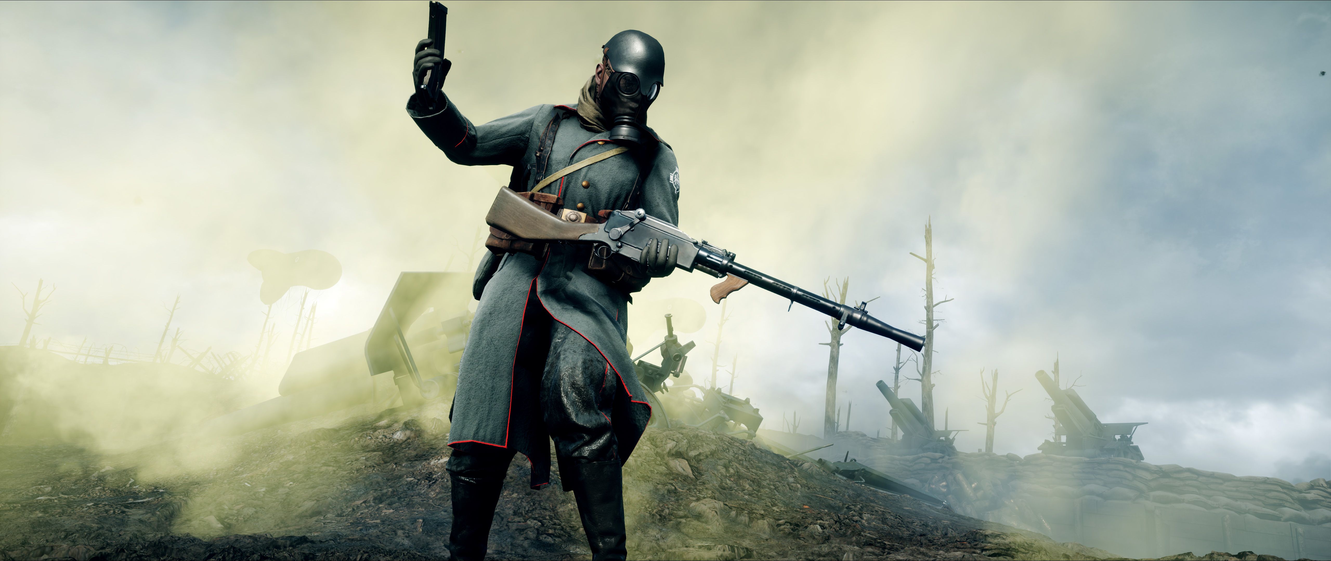Soldato Battlefield 1 campo battaglia, 5120x2160 Ultrawide, Dual Monitor