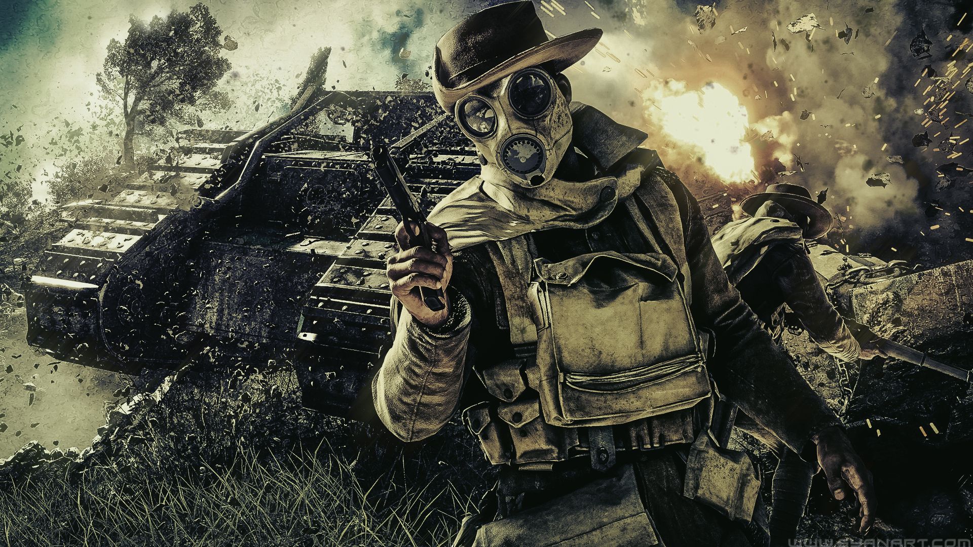 Soldato con maschera antigas, Battlefield 1, 1920x1080 Full HD 1080p, PC Desktop
