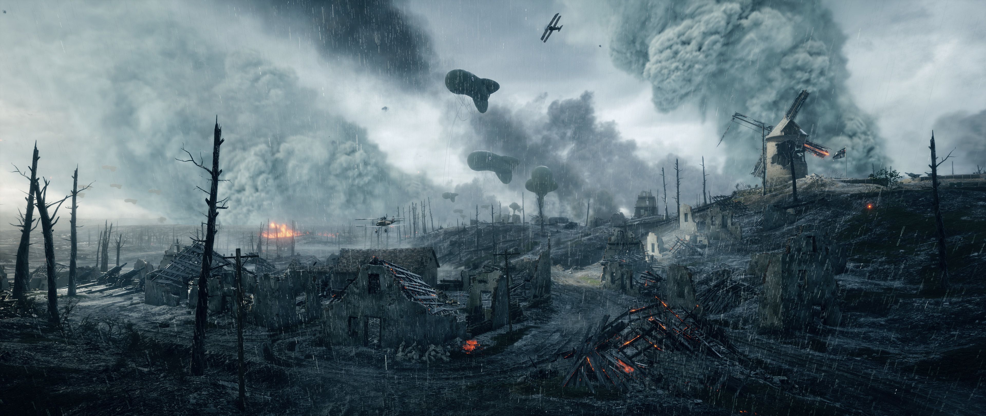 Campo di battaglia devastato guerra, 3840x1620 Ultrawide, Dual Monitor