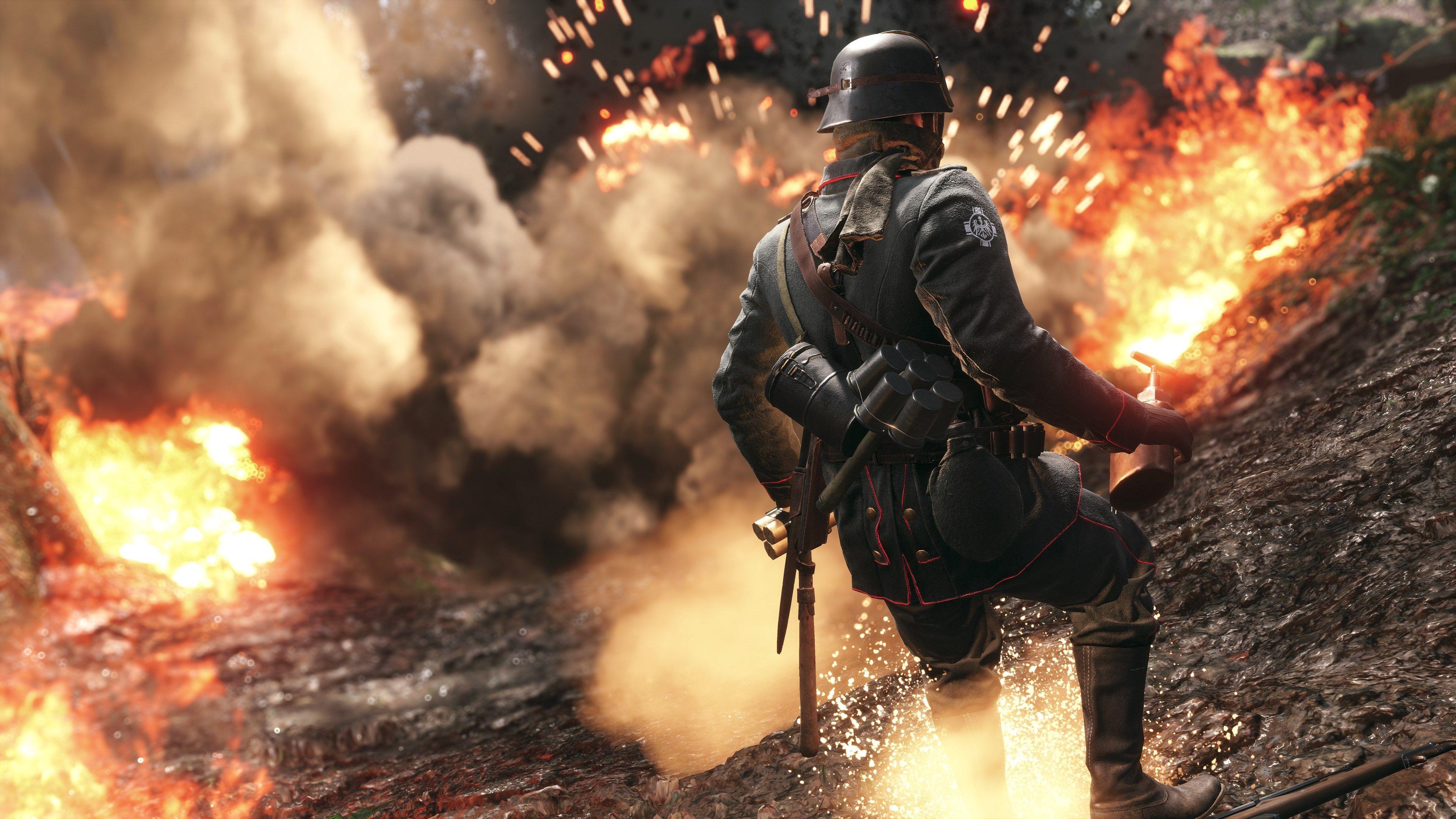 Soldato Battlefield 1 esplosioni, 3840x2160 4K, Monitor 4K