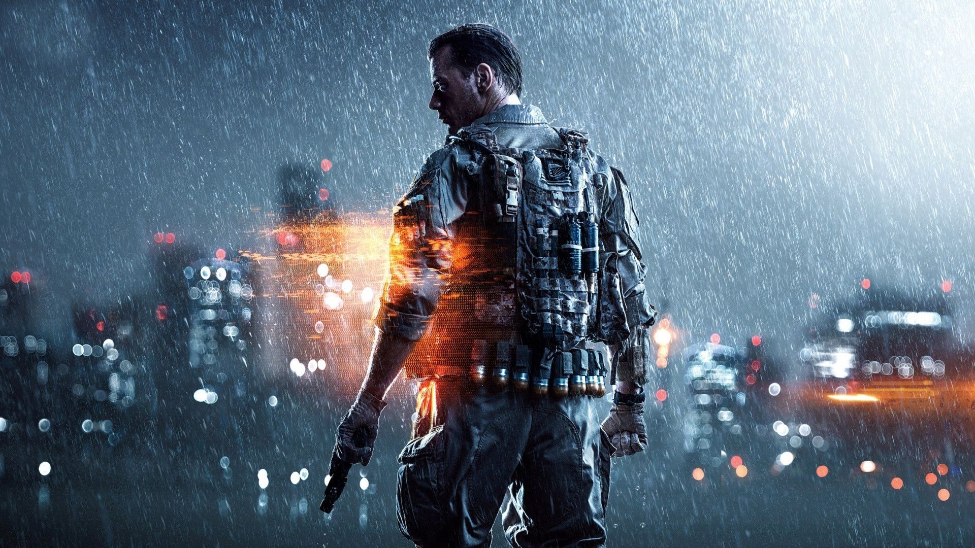 Soldato Battlefield 4 città notte, 1920x1080 Full HD, PC Desktop