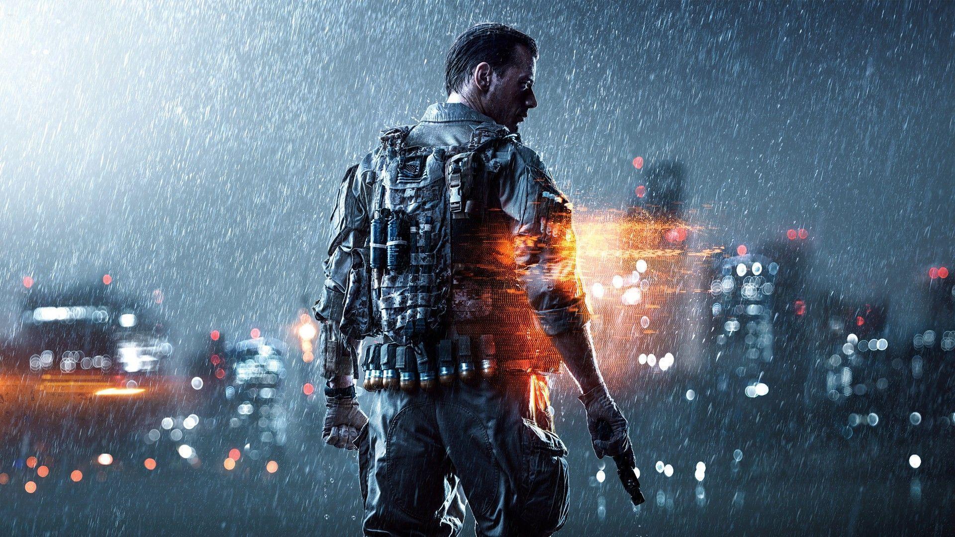 Soldato Battlefield 4 pioggia notte, sparatutto FPS, 1920x1080 Full HD, Desktop