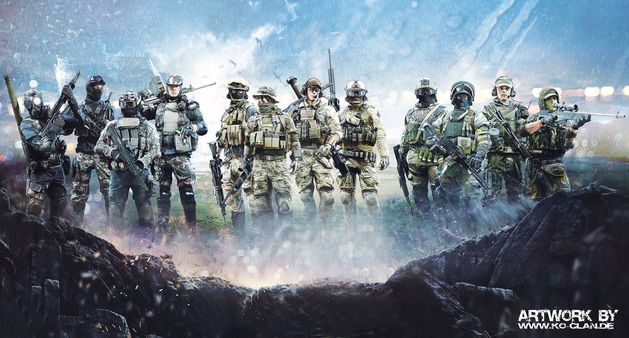 Soldati Battlefield 4 gruppo, 2048x1102 2K, Laptop