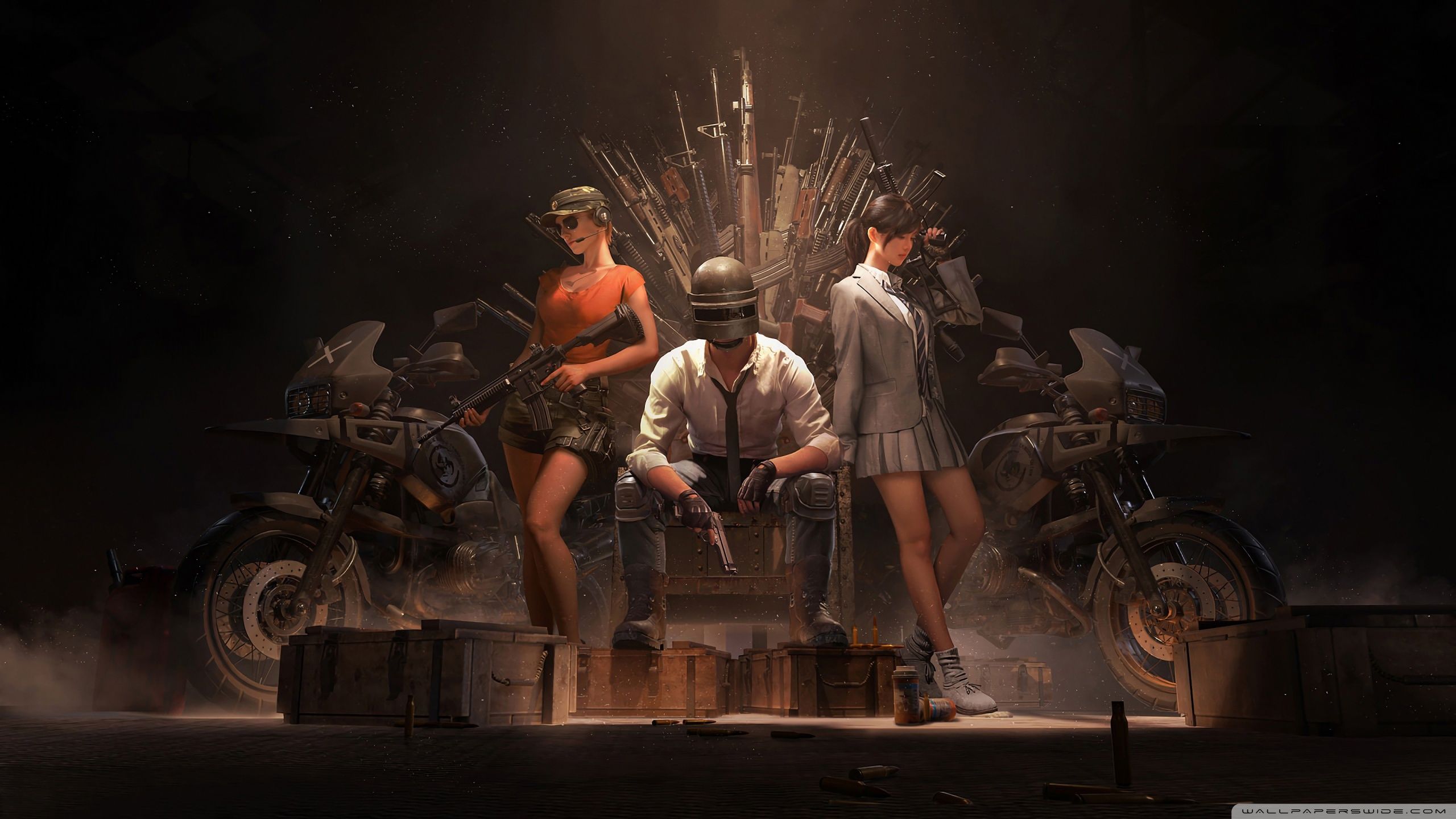 Personaggi PUBG con moto e casse, 2560x1440 2K QHD, PC
