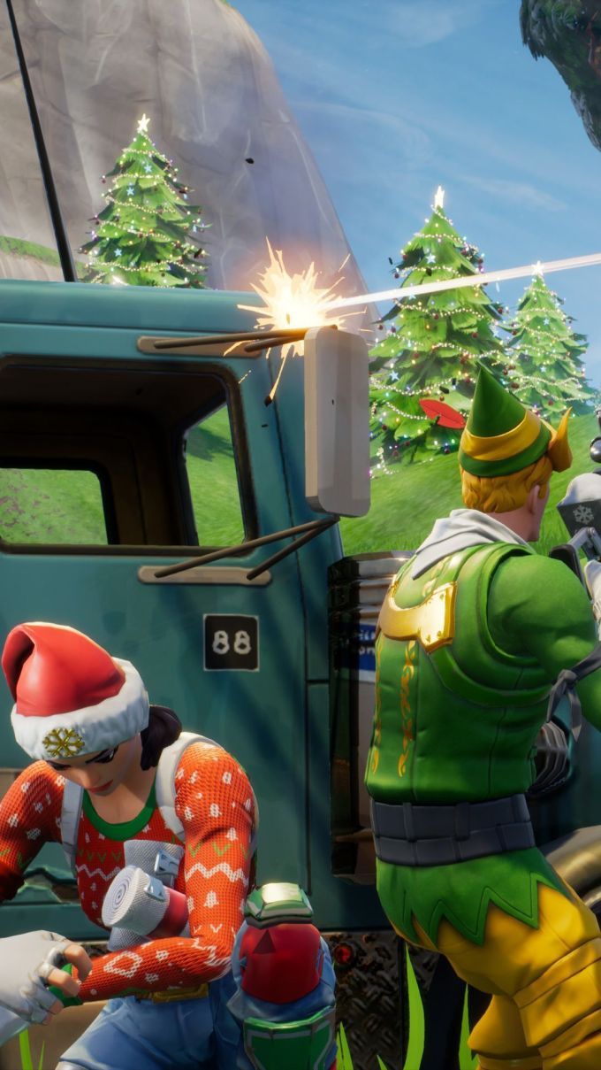 Fortnite personaggi natalizi treno, 680x1209 Verticale, Mobile