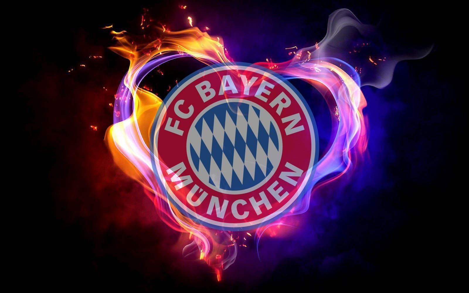 Logo FC Bayern Monaco fiamme, Bundesliga, 1600x1000 HD, Laptop