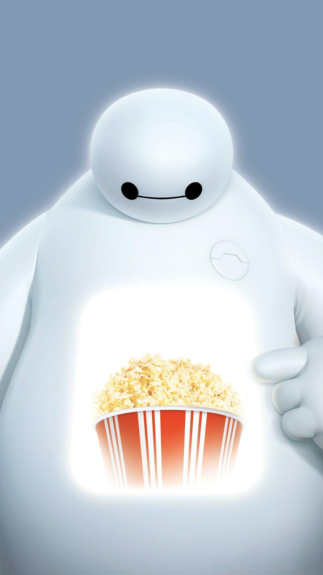 Baymax con secchio popcorn, 1080x1920 Verticale, iPhone Air
