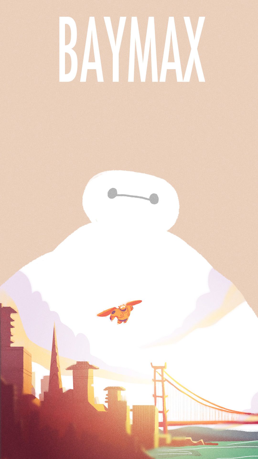 Baymax città skyline, 1080x1920 Verticale, iPhone Pro