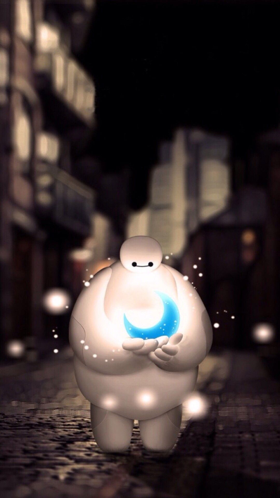 Baymax luna blu strada, 1080x1920 Full HD Verticale, iPhone Pro Max