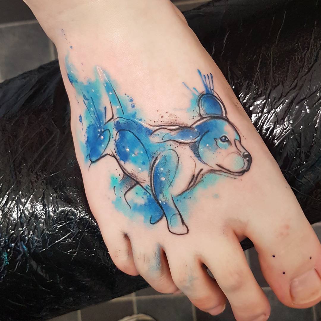 Tatuaggio cane blu acquarello piede, 1080x1080 HD, PC