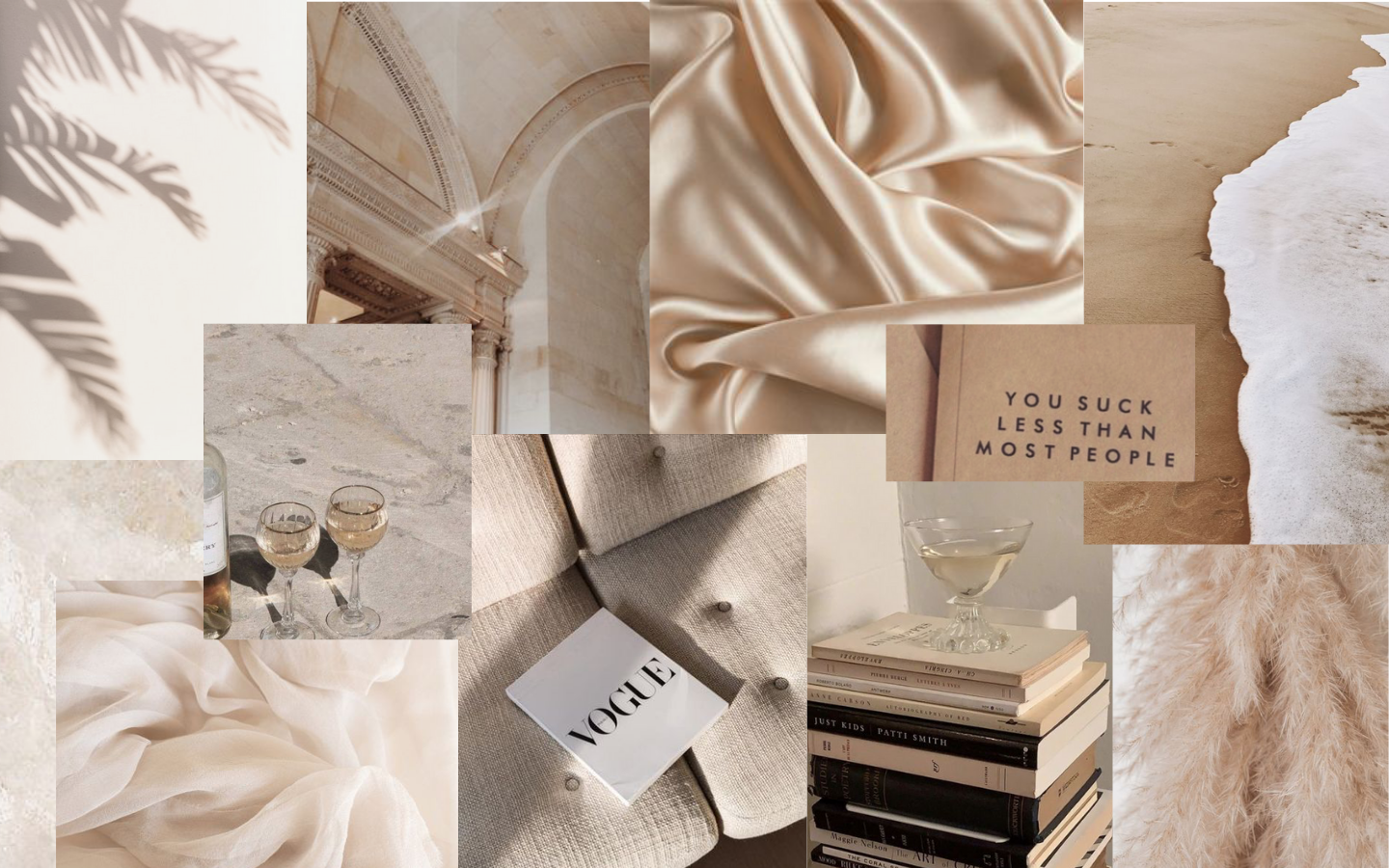 Collage estetico beige neutro, 1440x900 HD, Desktop