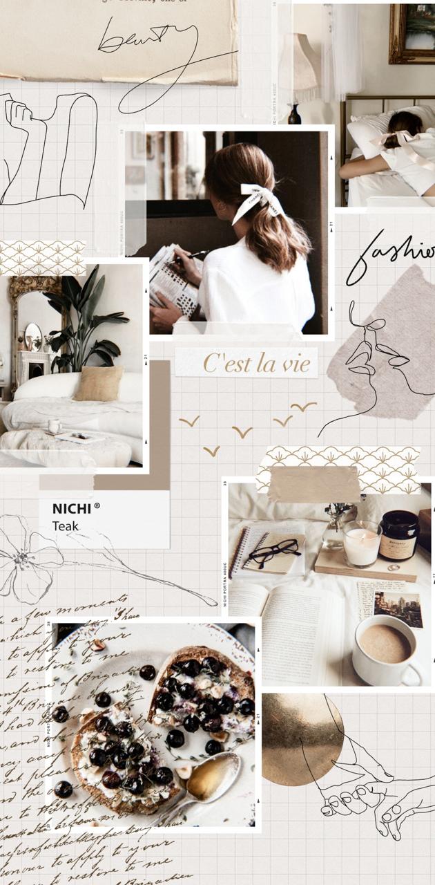 Collage moodboard beige estetico, 630x1280 Full HD Verticale, iPhone