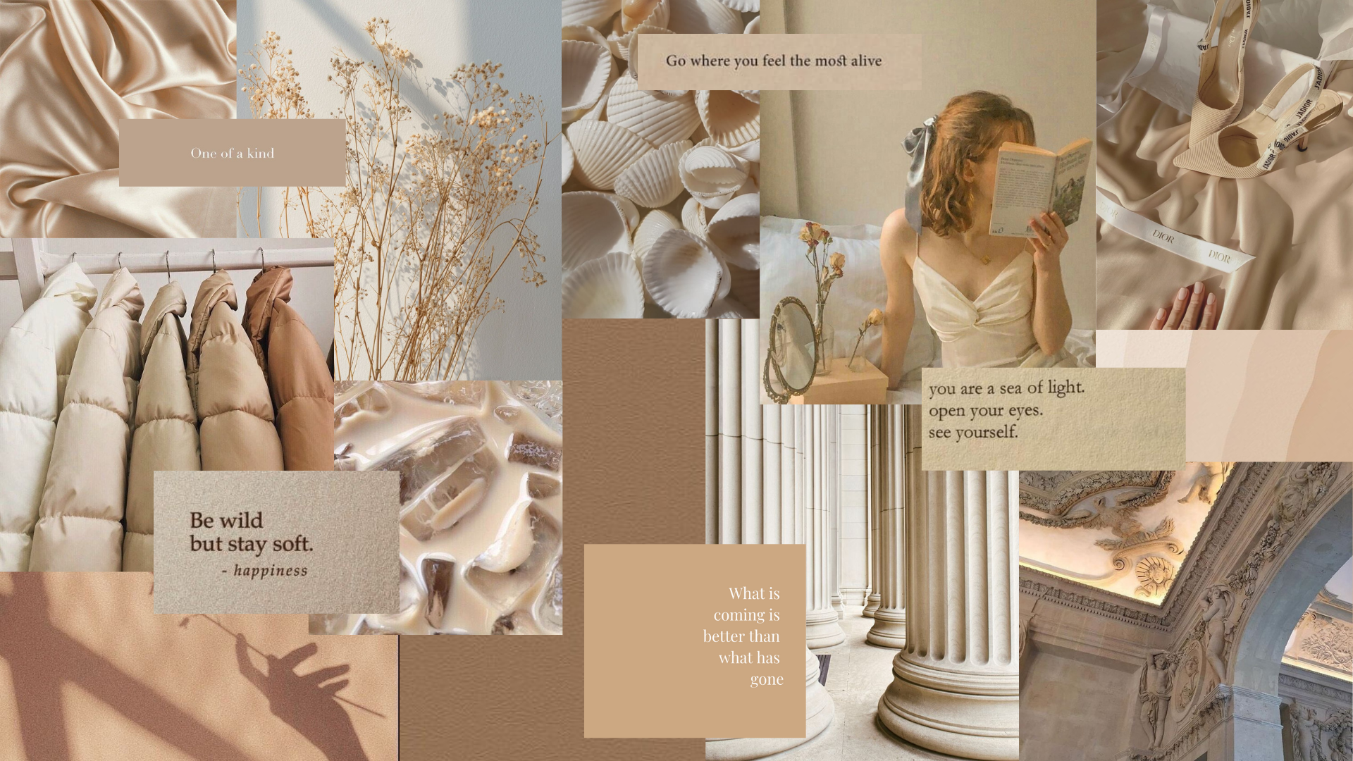 Collage estetico beige minimal, 1920x1080 Full HD, Desktop