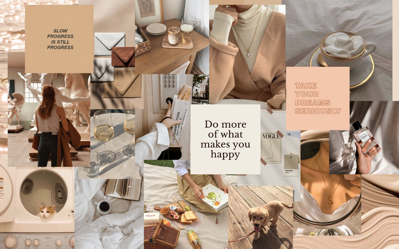 Collage estetico beige minimal, 1280x800 HD, HP Laptop