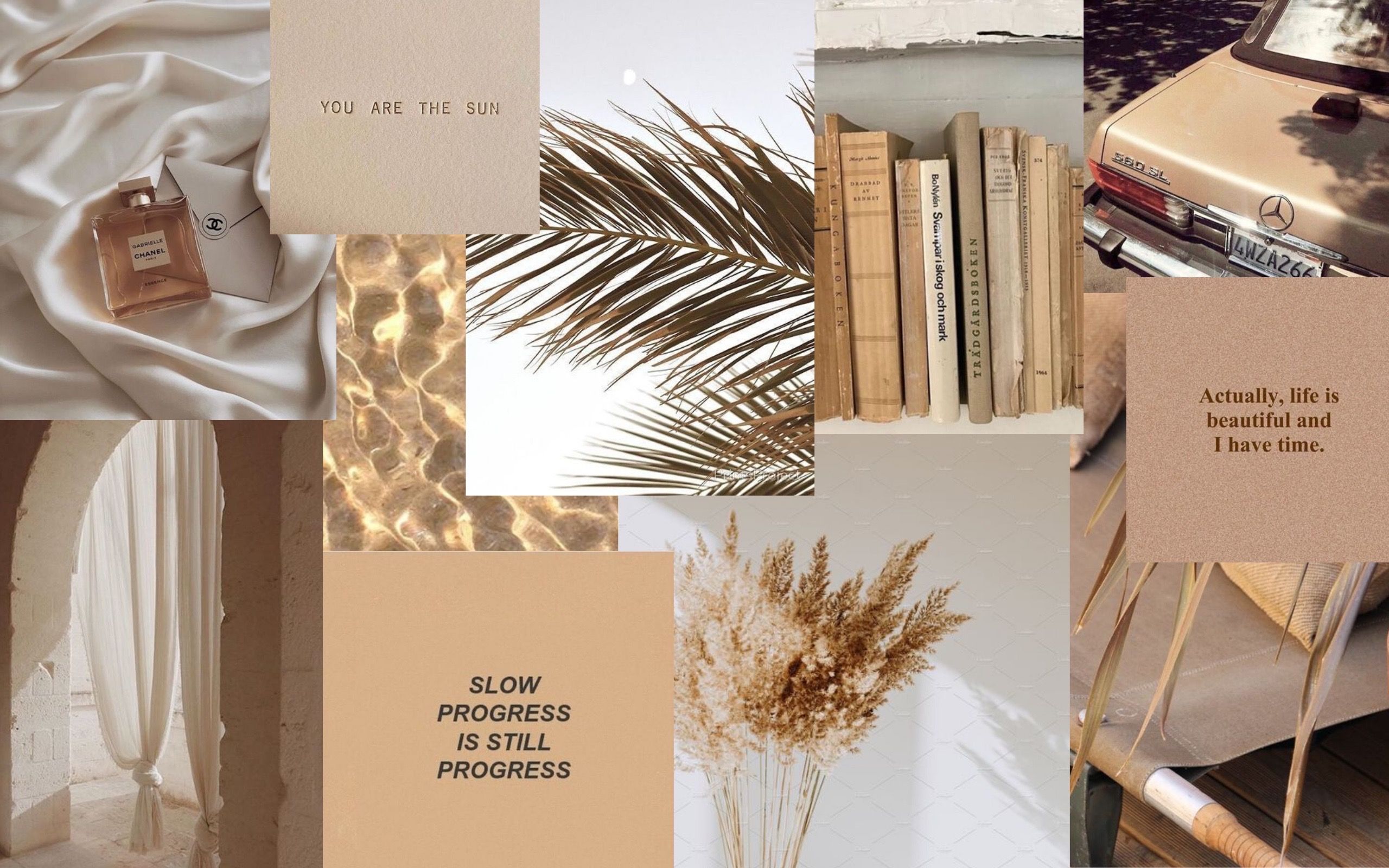 Collage estetico beige con citazioni, 2560x1600 2K+, Desktop