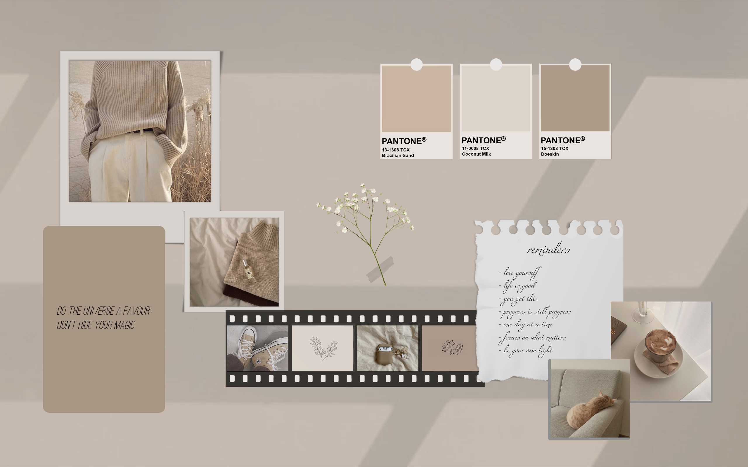 Collage moodboard estetico beige, 2560x1600 2K+, Desktop