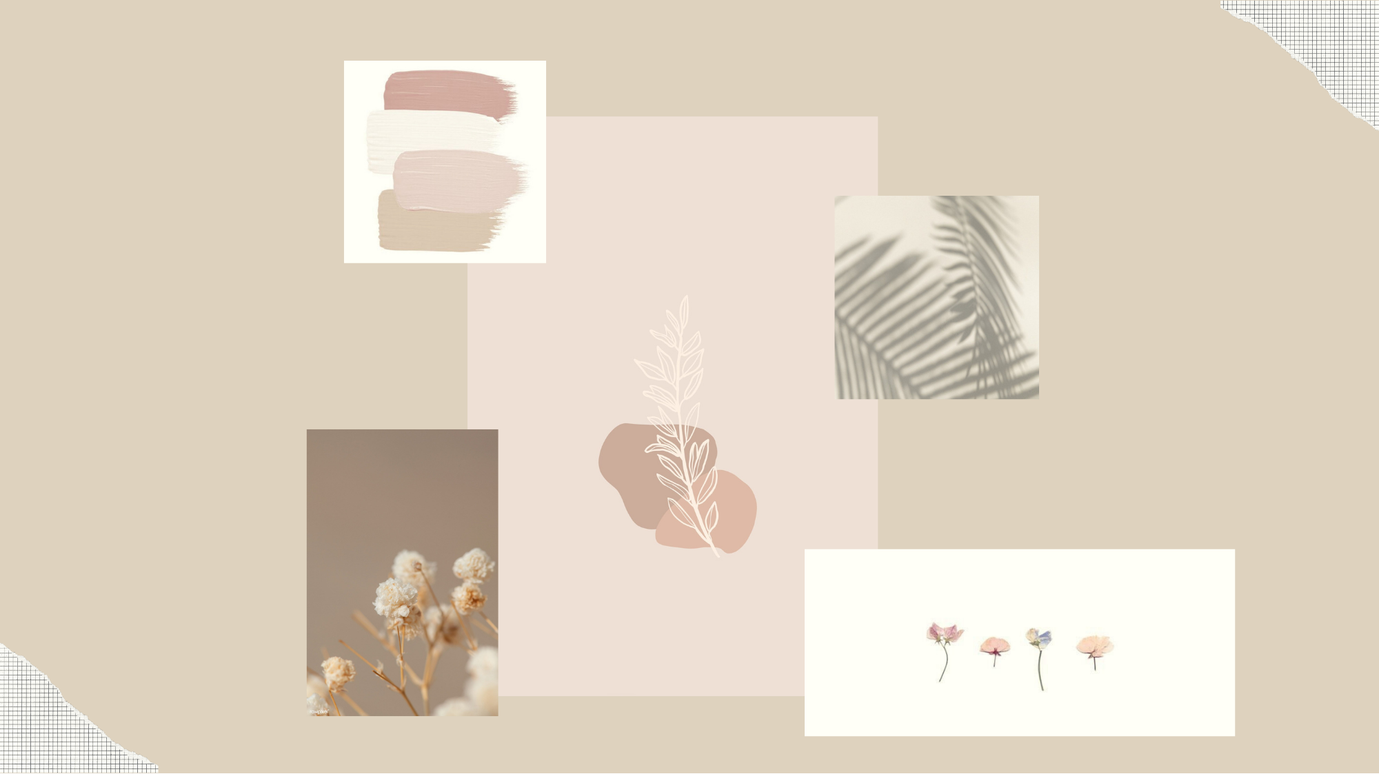 Collage estetico beige minimal, 2000x1123 Hi-Res, Laptop