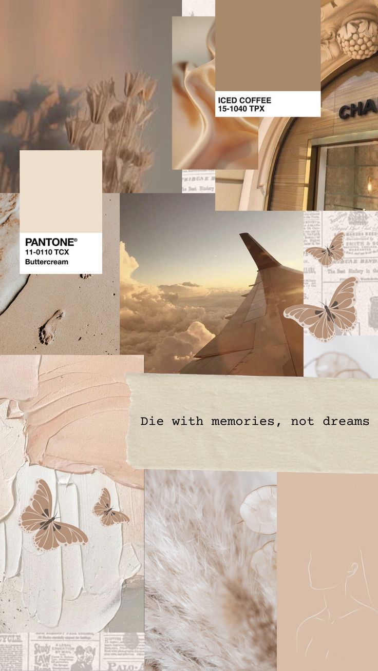 Collage estetico beige farfalle, 736x1308 Full HD Verticale, Smartphone
