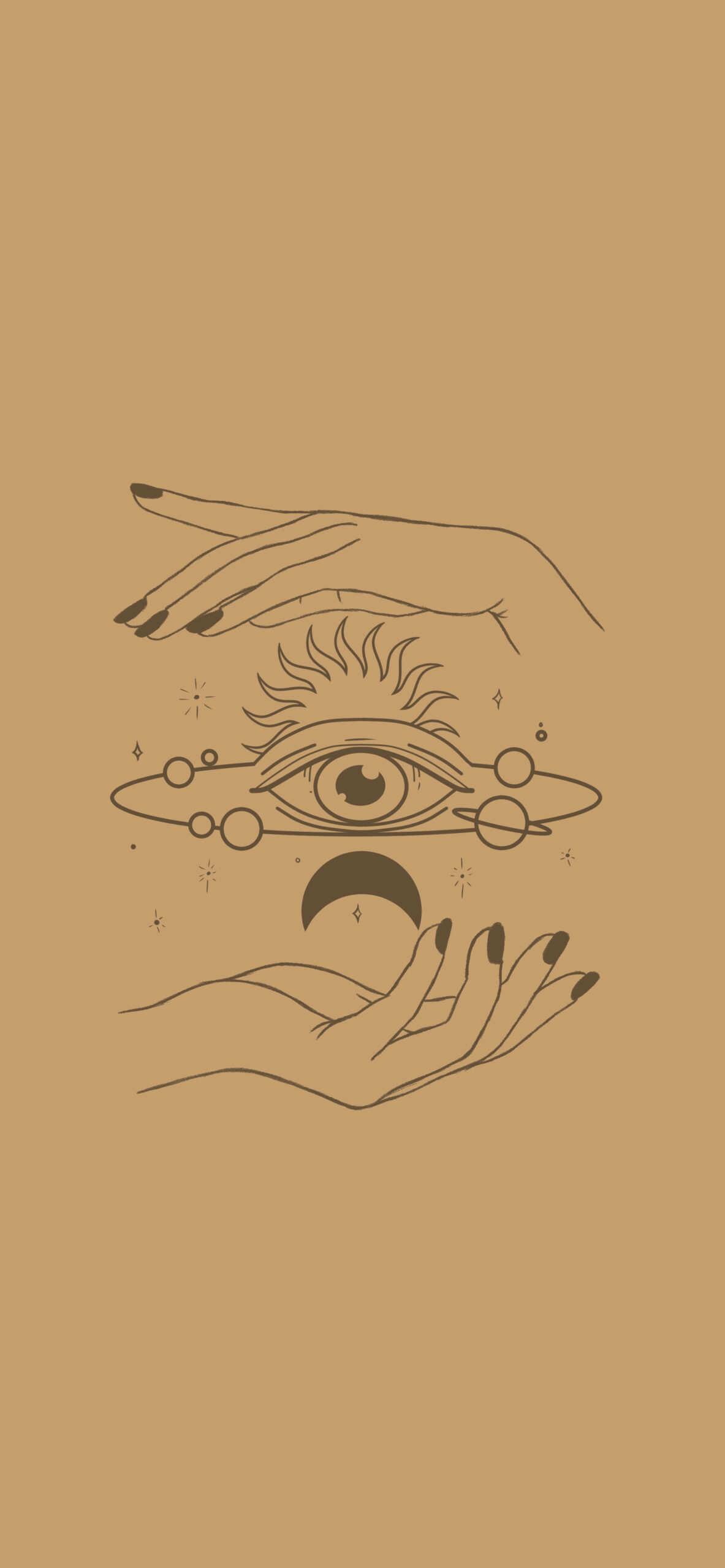 Occhio mistico mani beige, 1183x2560 Verticale, Mobile