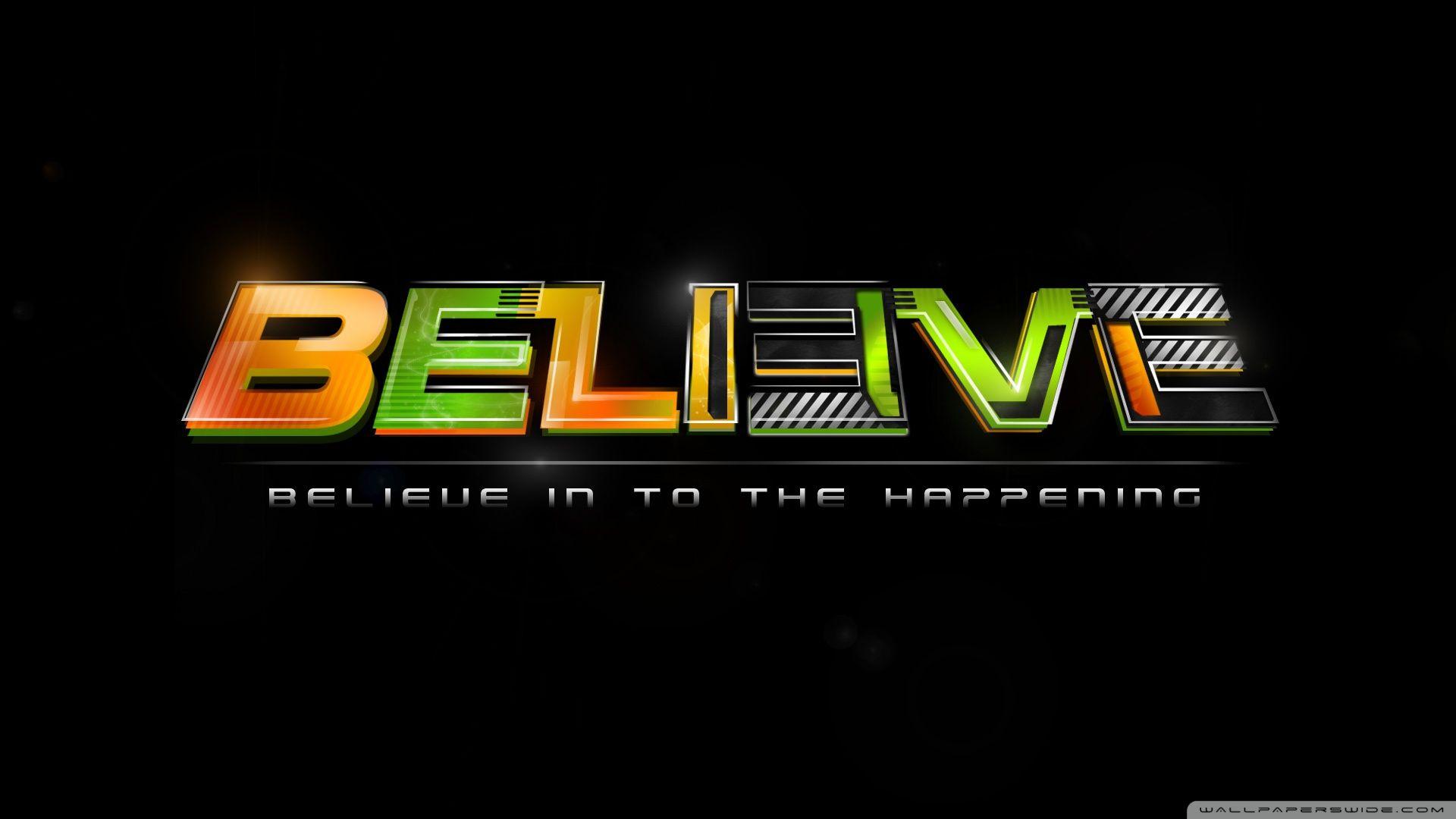Scritta Believe colorata sfondo nero, 1920x1080 Full HD, Monitor Gaming