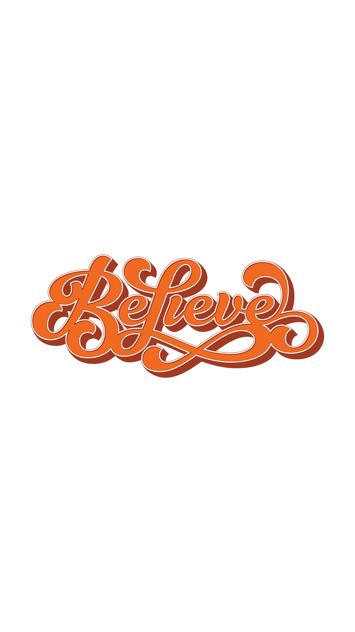 Scritta Believe corsivo arancione, 1242x2208 Full HD Verticale, Smartphone