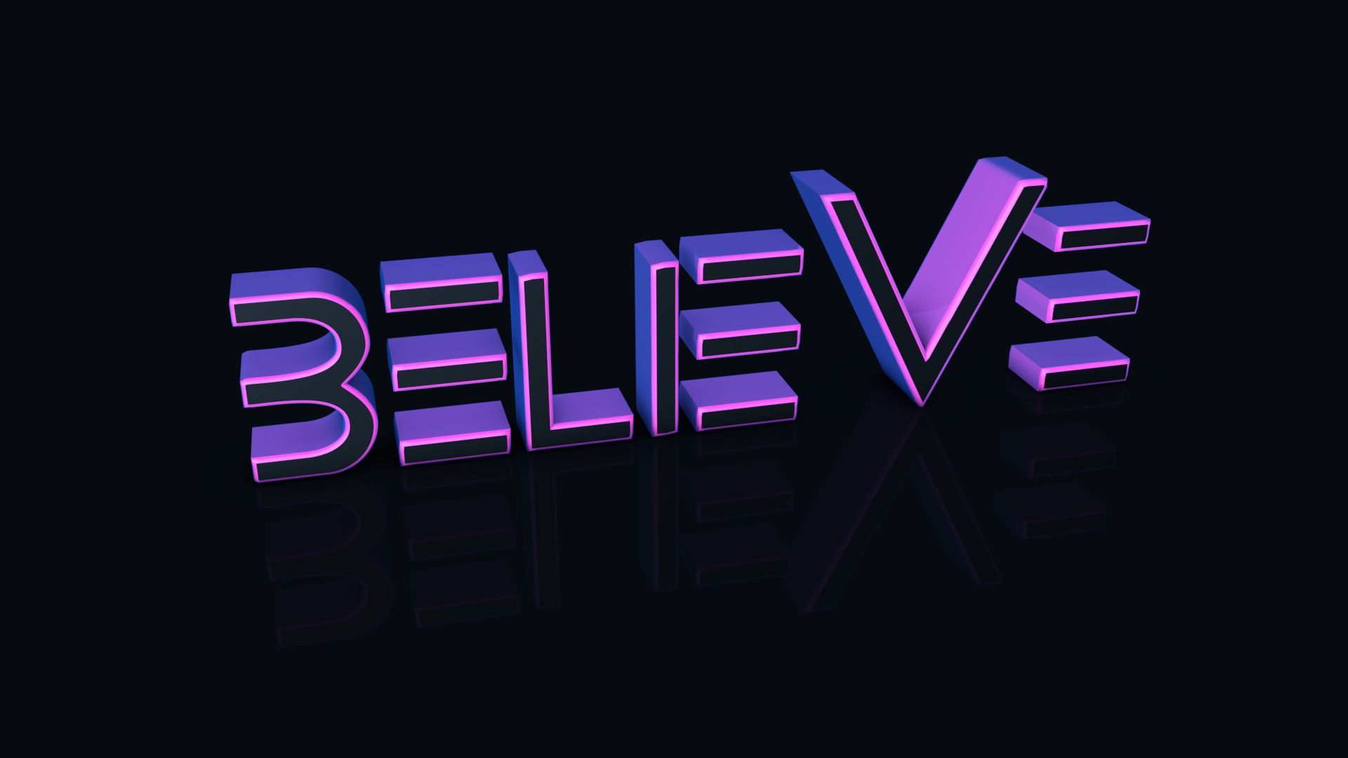 Testo Believe 3D viola, 1920x1080 Full HD, PC Desktop