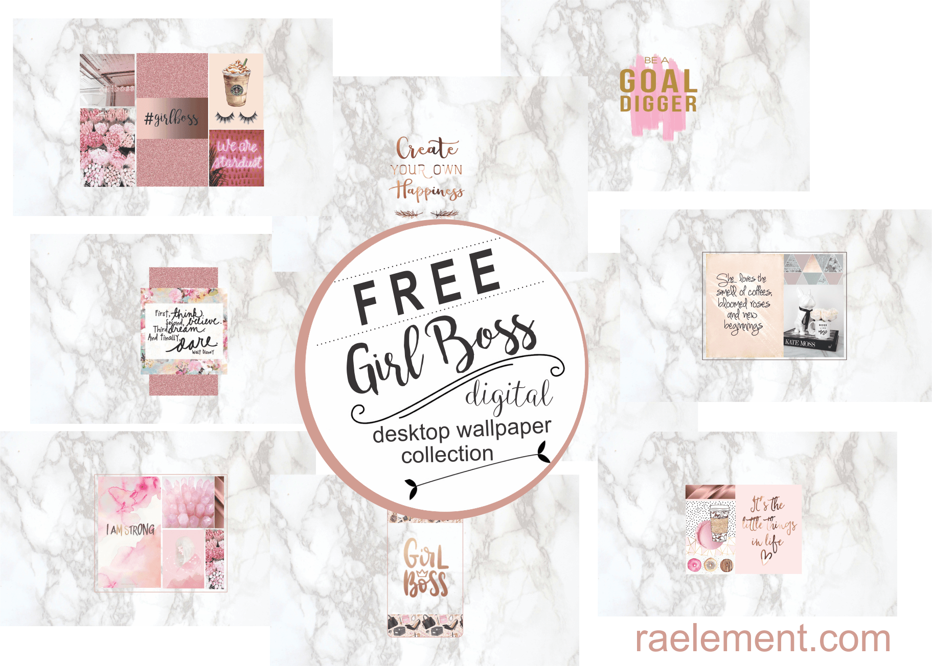 Collage rosa Girl Boss marmo, 1823x1304 HD Ready, PC Desktop