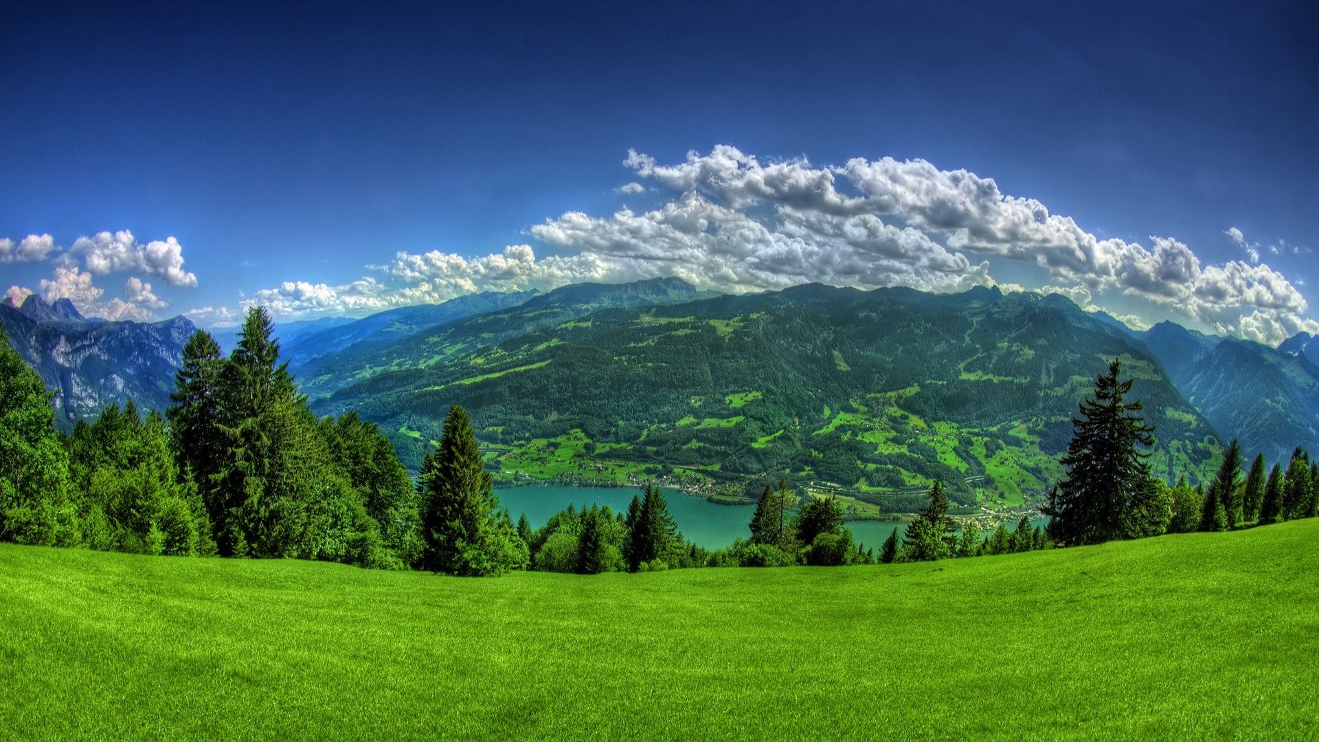 Paesaggio montano con lago verde, 1920x1080 Full HD 1080p, PC Desktop