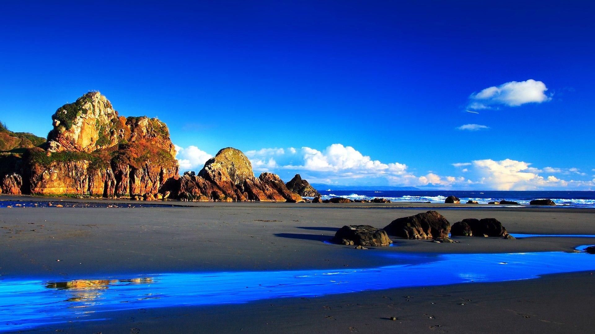 Spiaggia scogliera mare blu, 1920x1080 Full HD 1080p, Laptop