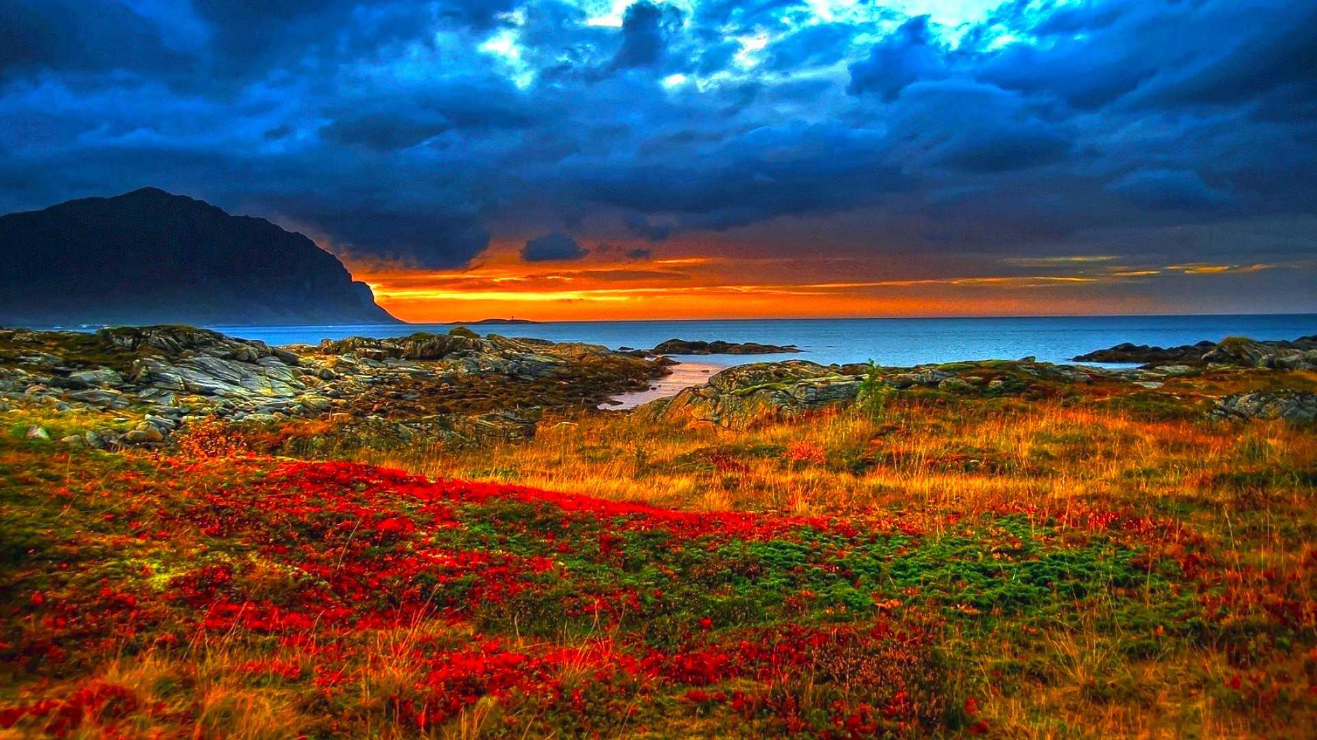 tramonto costa erba rossa, 1920x1080 Full HD, PC