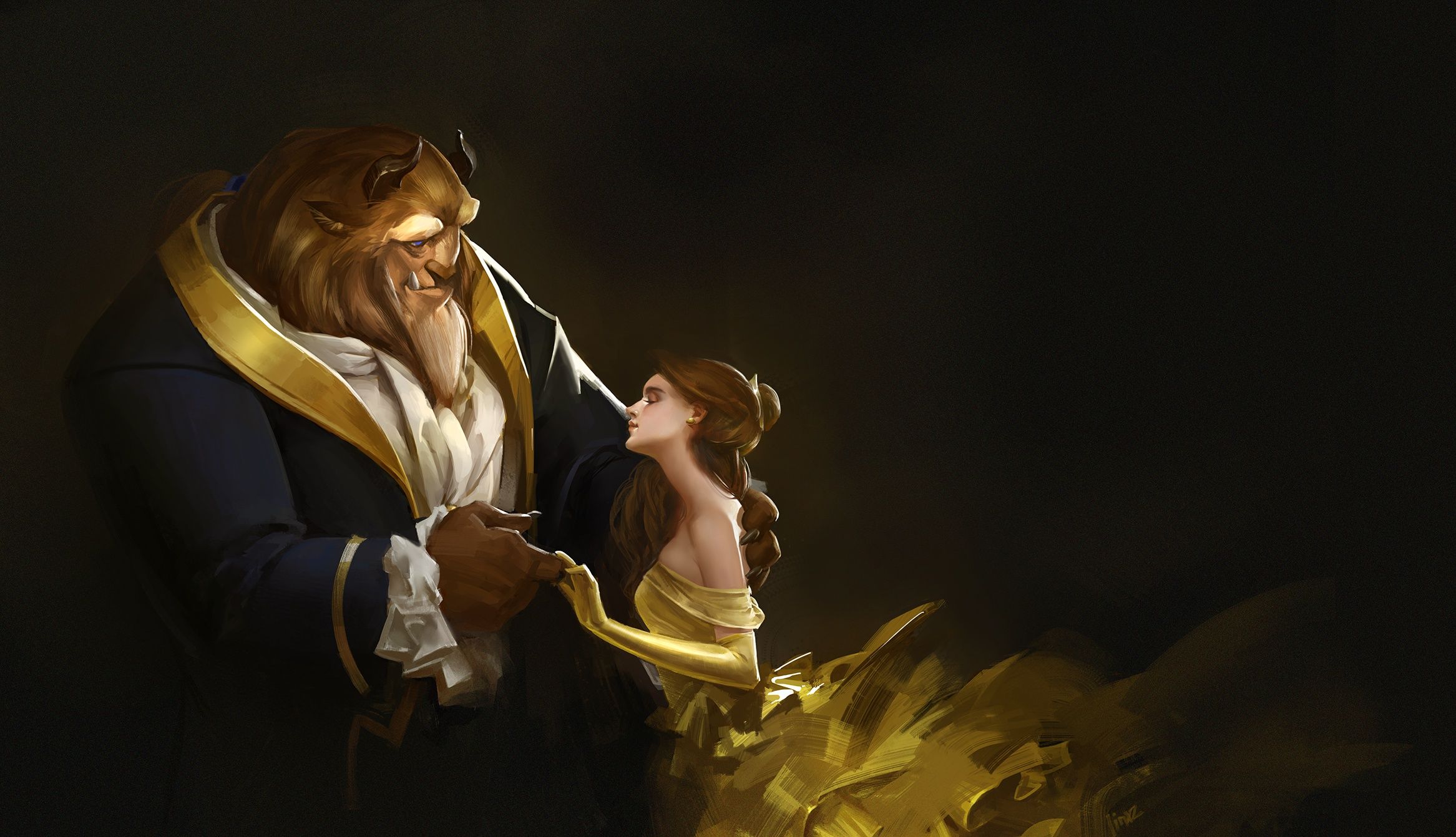Bella e la Bestia illustrazione, 2333x1342 Hi-Res, Laptop