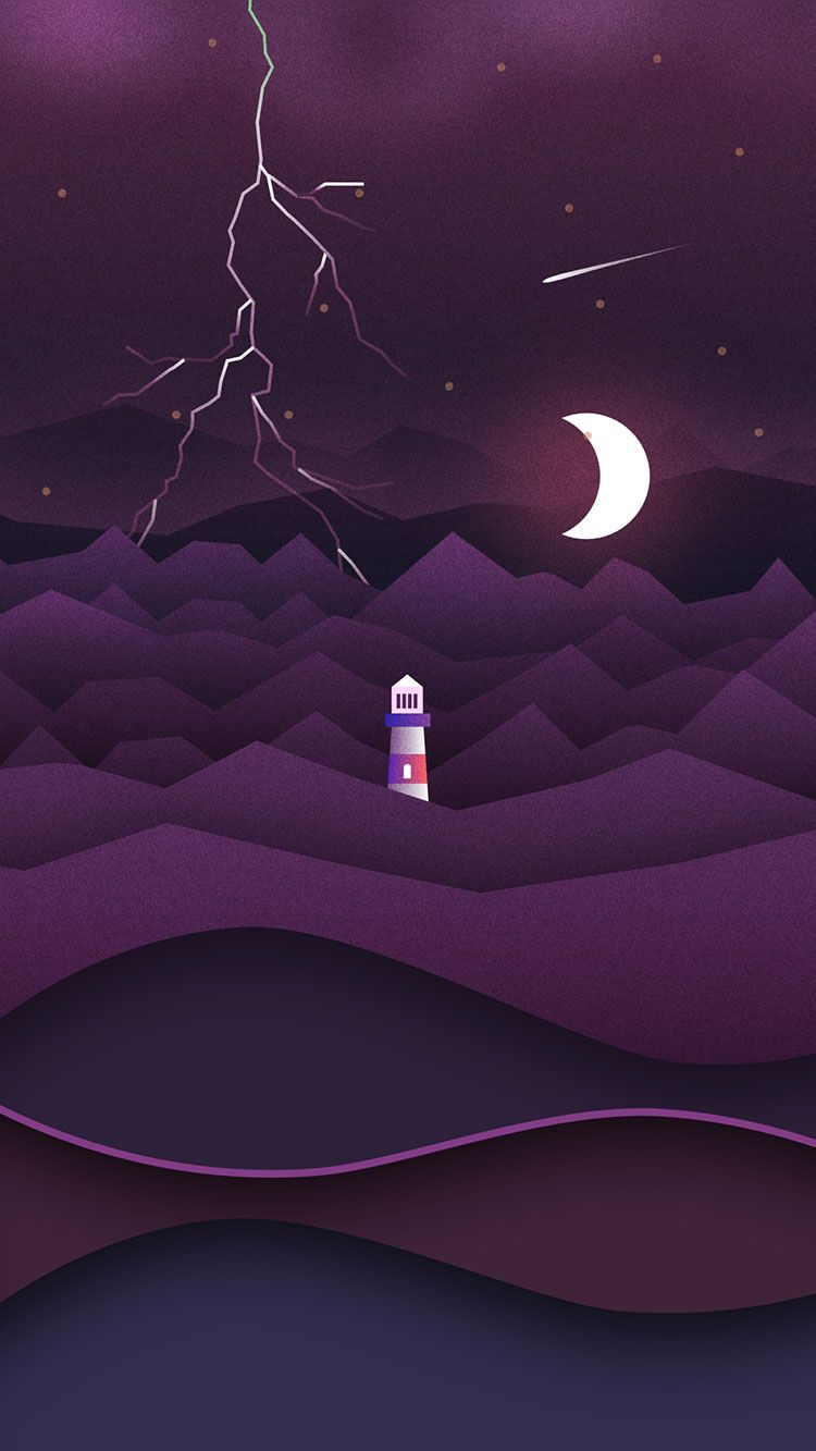 faro montagne viola notte, sfondi Belli, 750x1333 Full HD Verticale, iPhone