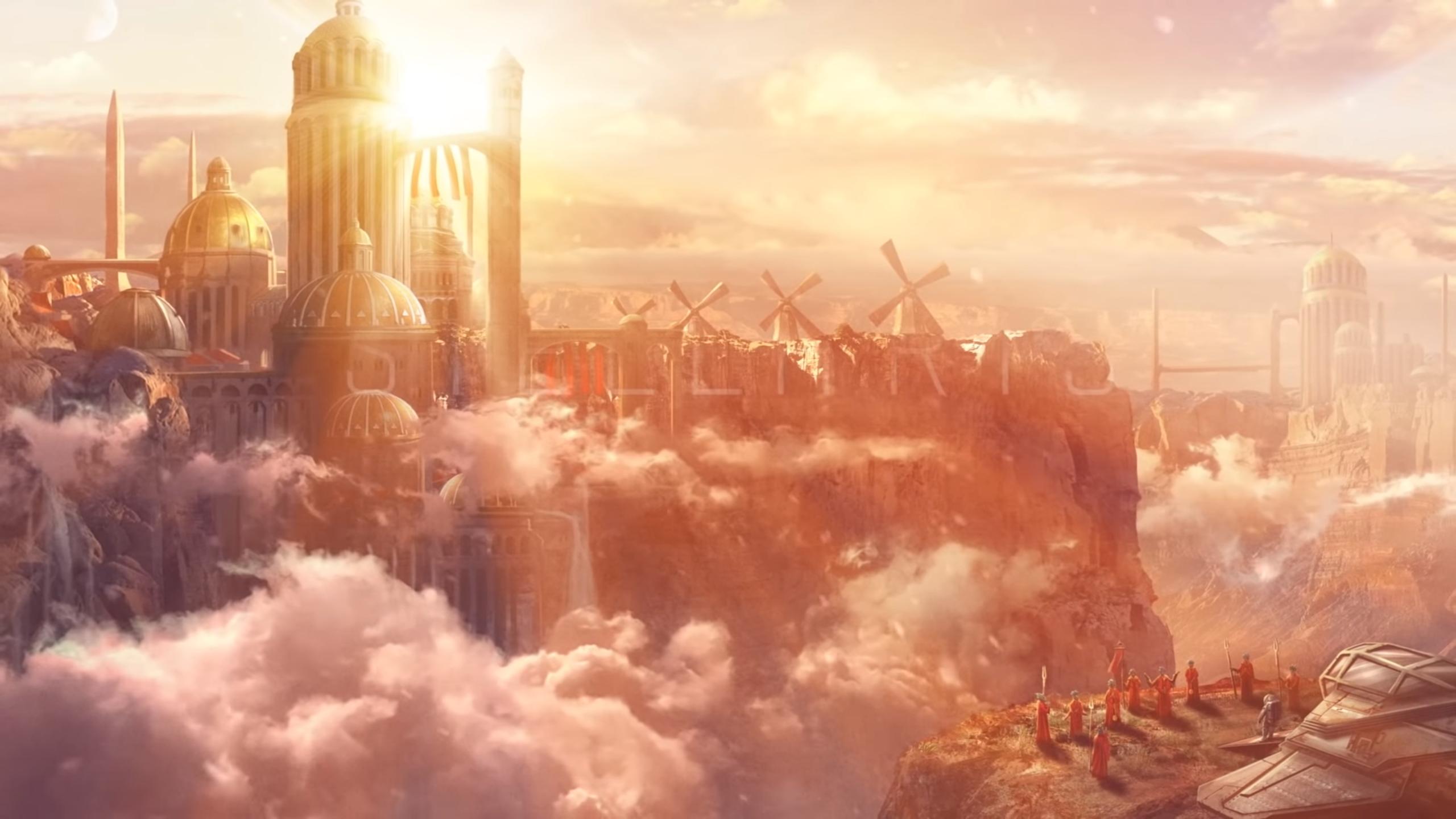 Città fantasy tra le nuvole, sfondi Belli, 2560x1440 QHD, Monitor Gaming